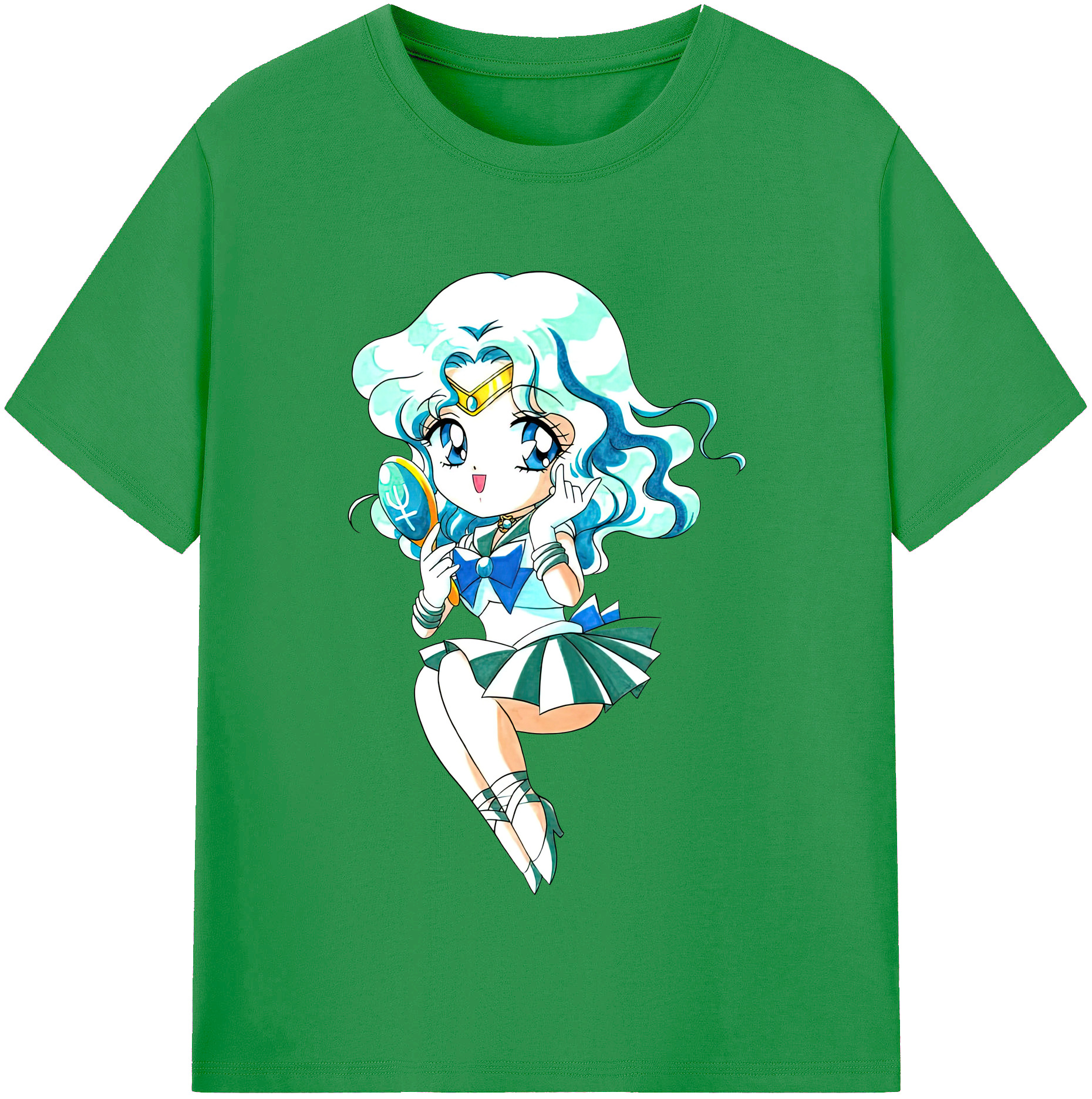 （画像用） 美少女戦士セーラームーン 海王 みちる（かいおう みちる） Sailor Moon Kaiou Michiru レディースカジュアルプリントTシャツ（綿100％）