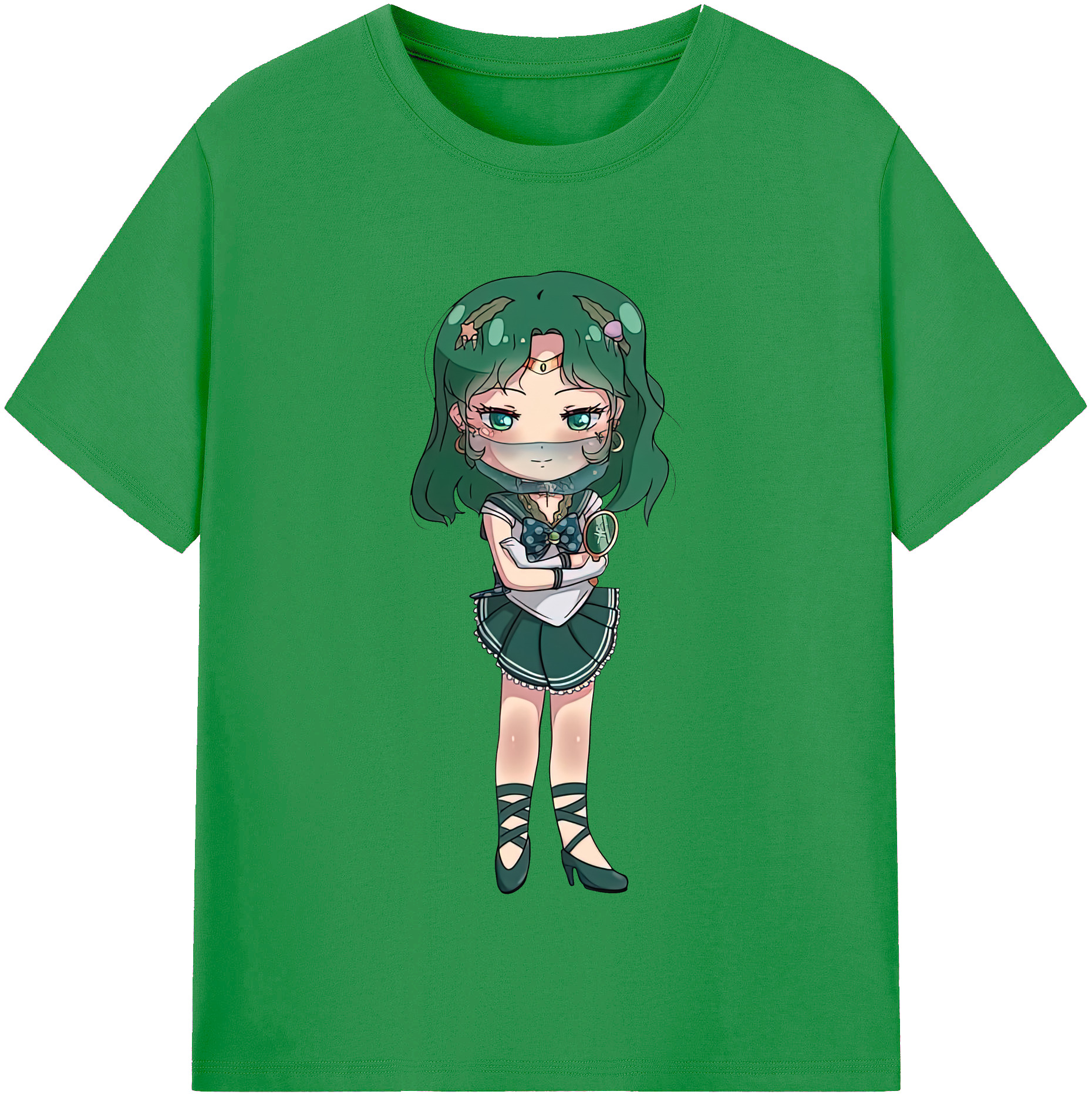 （画像用） 美少女戦士セーラームーン 海王 みちる（かいおう みちる） Sailor Moon Kaiou Michiru レディースカジュアルプリントTシャツ（綿100％）