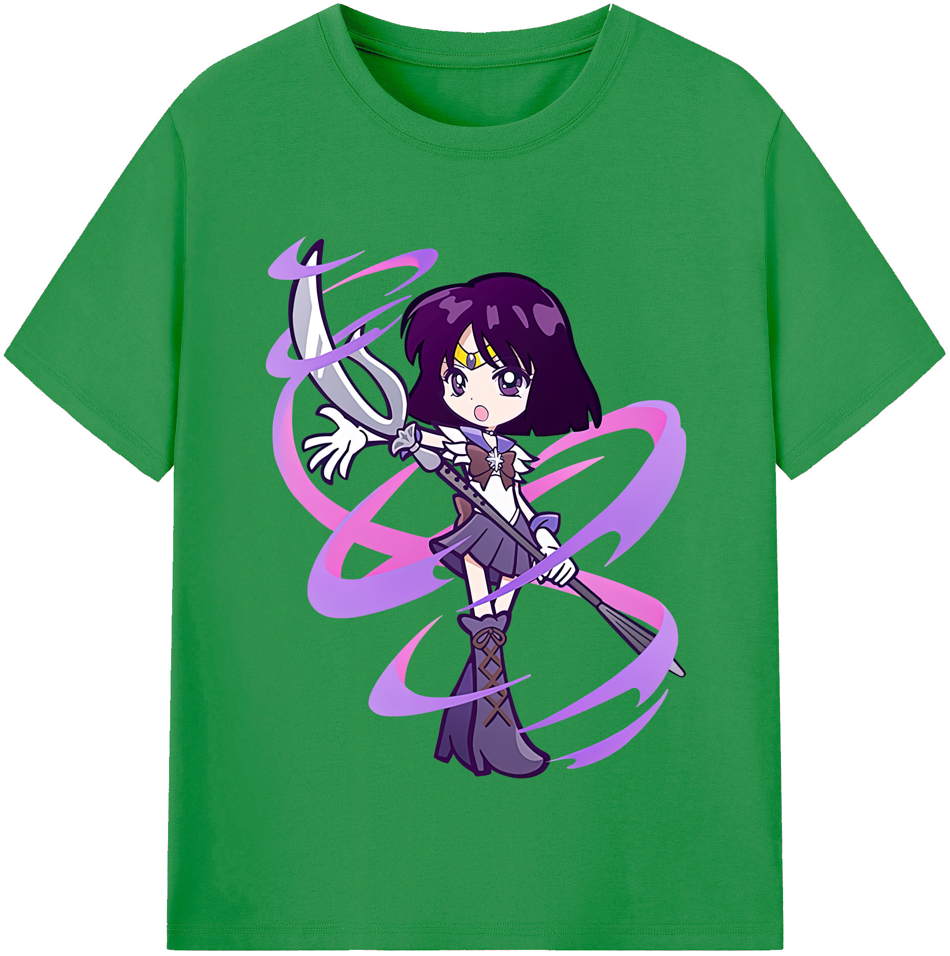 （画像用） 美少女戦士セーラームーン 土萠ほたる Sailor Moon Tomoe Hotaru （セーラーサターン；Sailor Saturn） レディースカジュアルプリントTシャツ（綿100％）