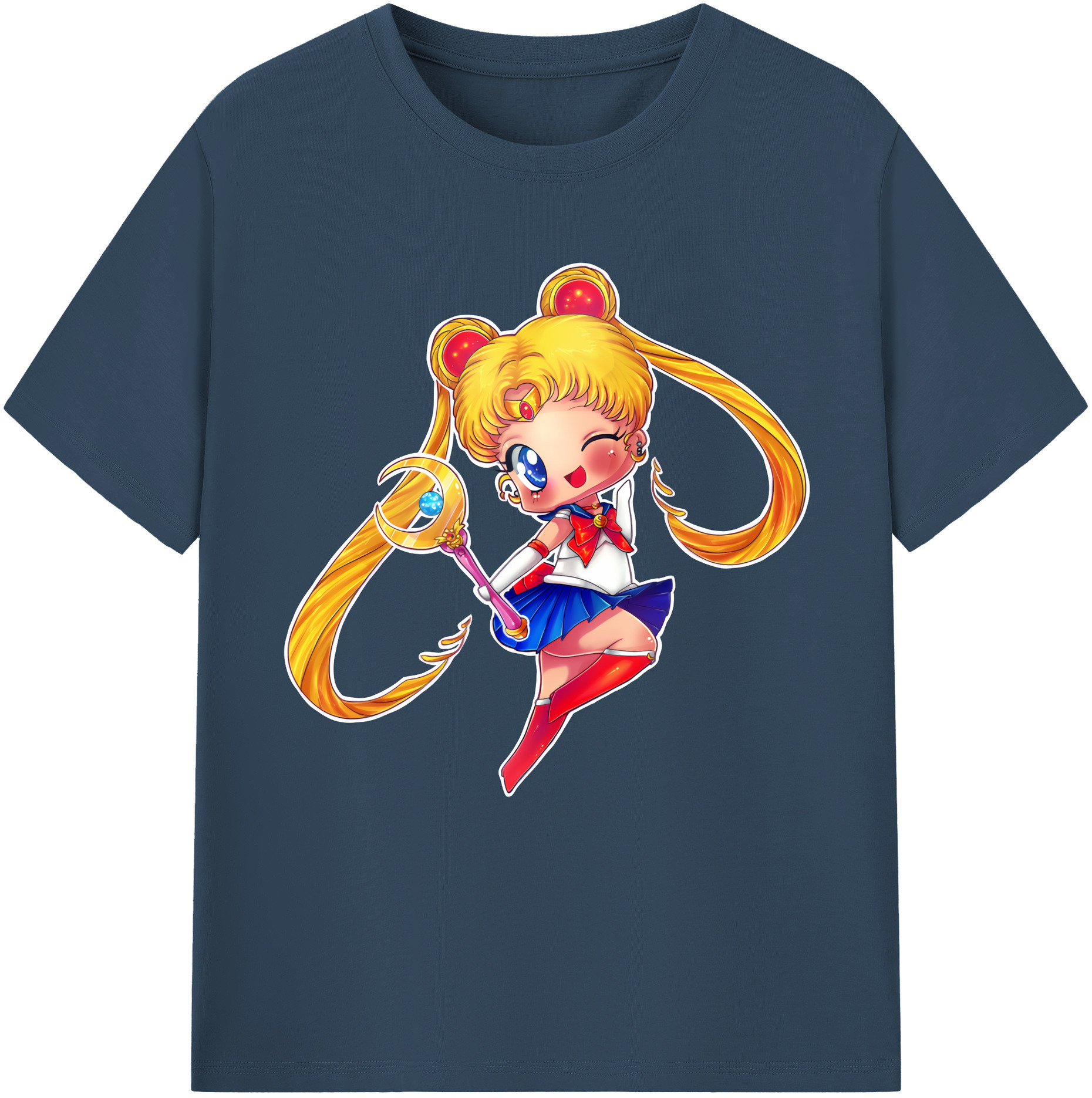 （画像用） 美少女戦士セーラームーン 月野 うさぎ つきの うさぎ Sailor Moon Tsukino Usagi レディースカジュアルプリントTシャツ（綿100％）