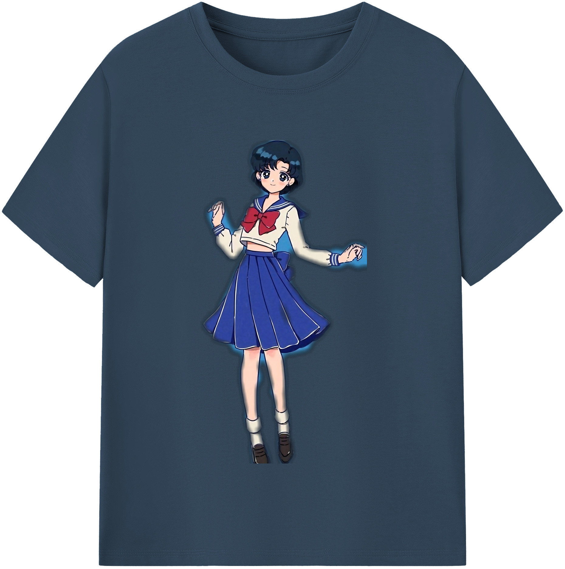 （画像用） 美少女戦士セーラームーン 水野 亜美 みずの あみ Sailor Moon Mizuno Ami レディースカジュアルプリントTシャツ（綿100％）