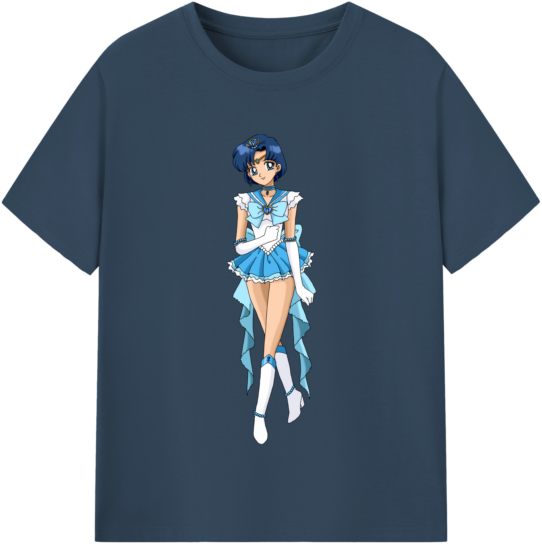 （画像用） 美少女戦士セーラームーン 水野 亜美 みずの あみ Sailor Moon Mizuno Ami レディースカジュアルプリントTシャツ（綿100％）