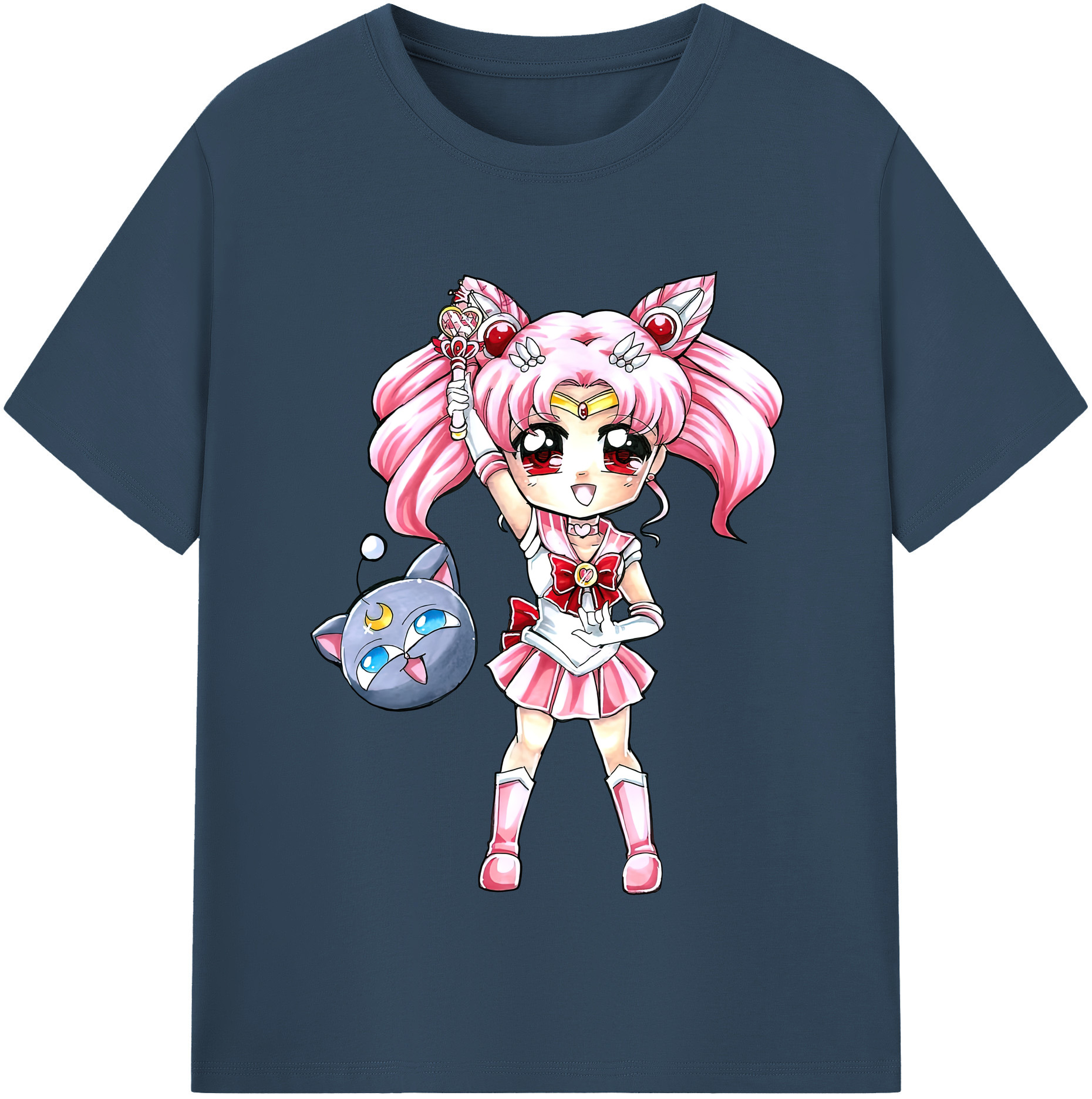 （画像用） 美少女戦士セーラームーン ちびうさ Sailor Moon Chibiusa Tsukino Usagi Small Lady Serenity レディースカジュアルプリントTシャツ（綿100％）