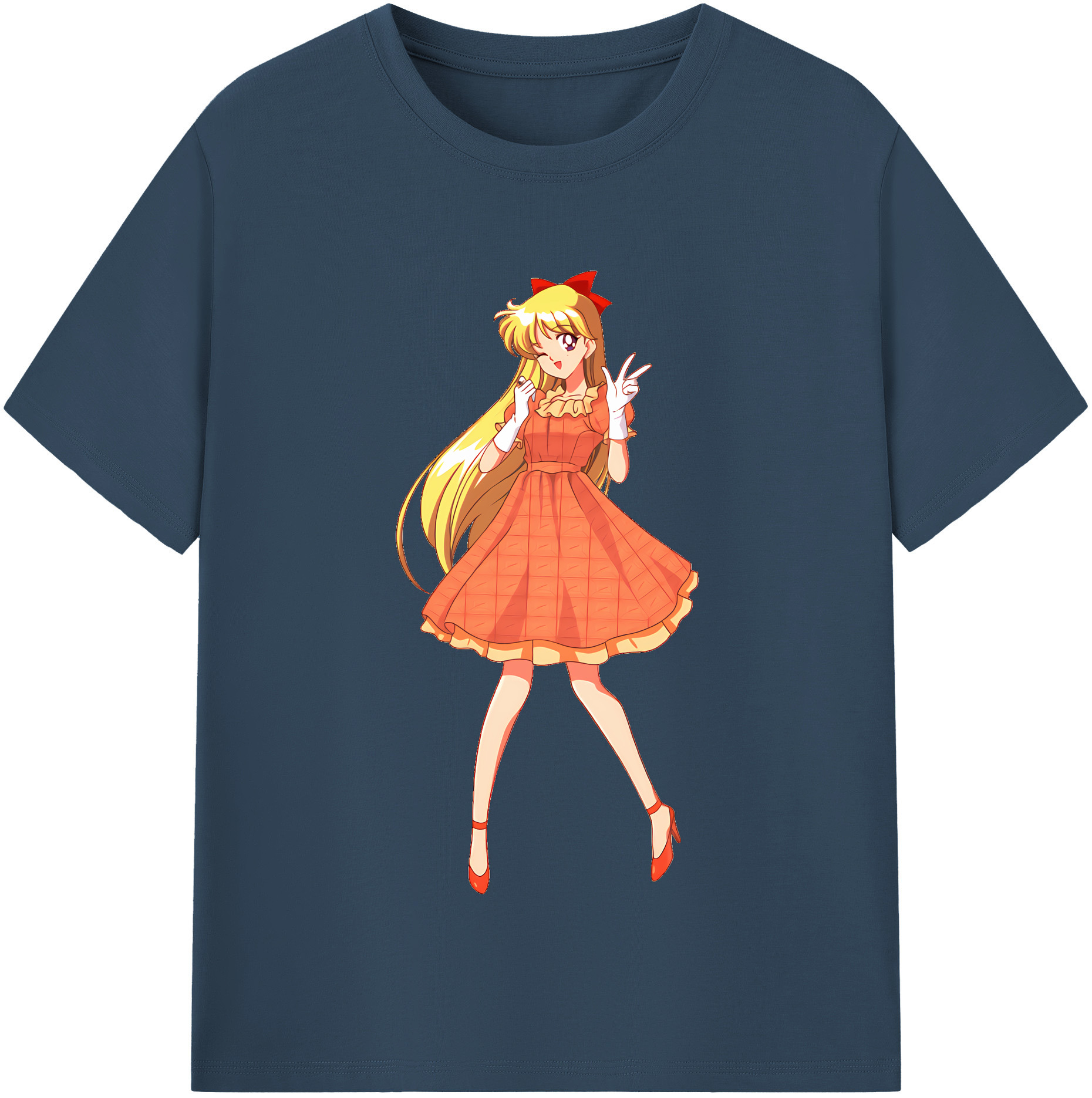 （画像用） 美少女戦士セーラームーン 愛野 美奈子 あいの みなこ Sailor Moon Aino Minako レディースカジュアルプリントTシャツ（綿100％）