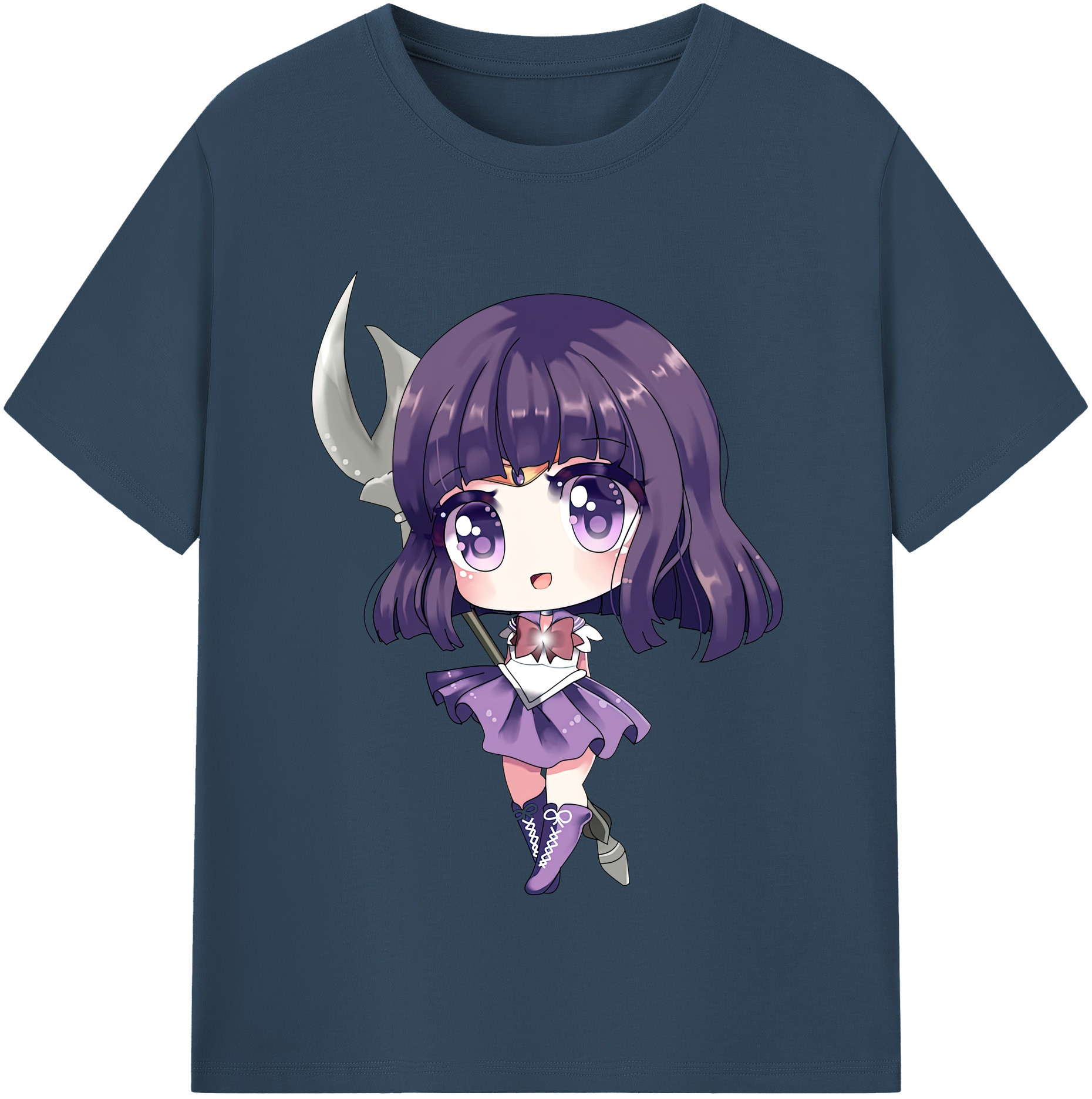 （画像用） 美少女戦士セーラームーン 土萠ほたる Sailor Moon Tomoe Hotaru （セーラーサターン；Sailor Saturn） レディースカジュアルプリントTシャツ（綿100％）