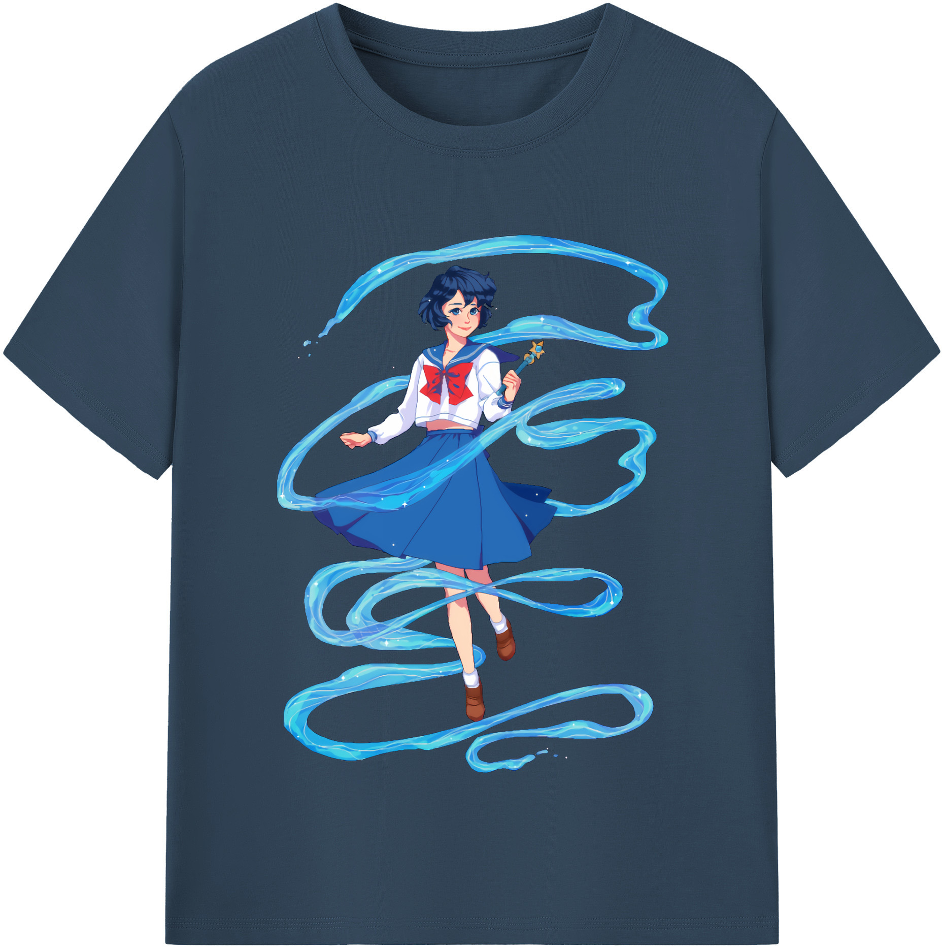 （画像用） 美少女戦士セーラームーン 水野 亜美 みずの あみ Sailor Moon Mizuno Ami レディースカジュアルプリントTシャツ（綿100％）