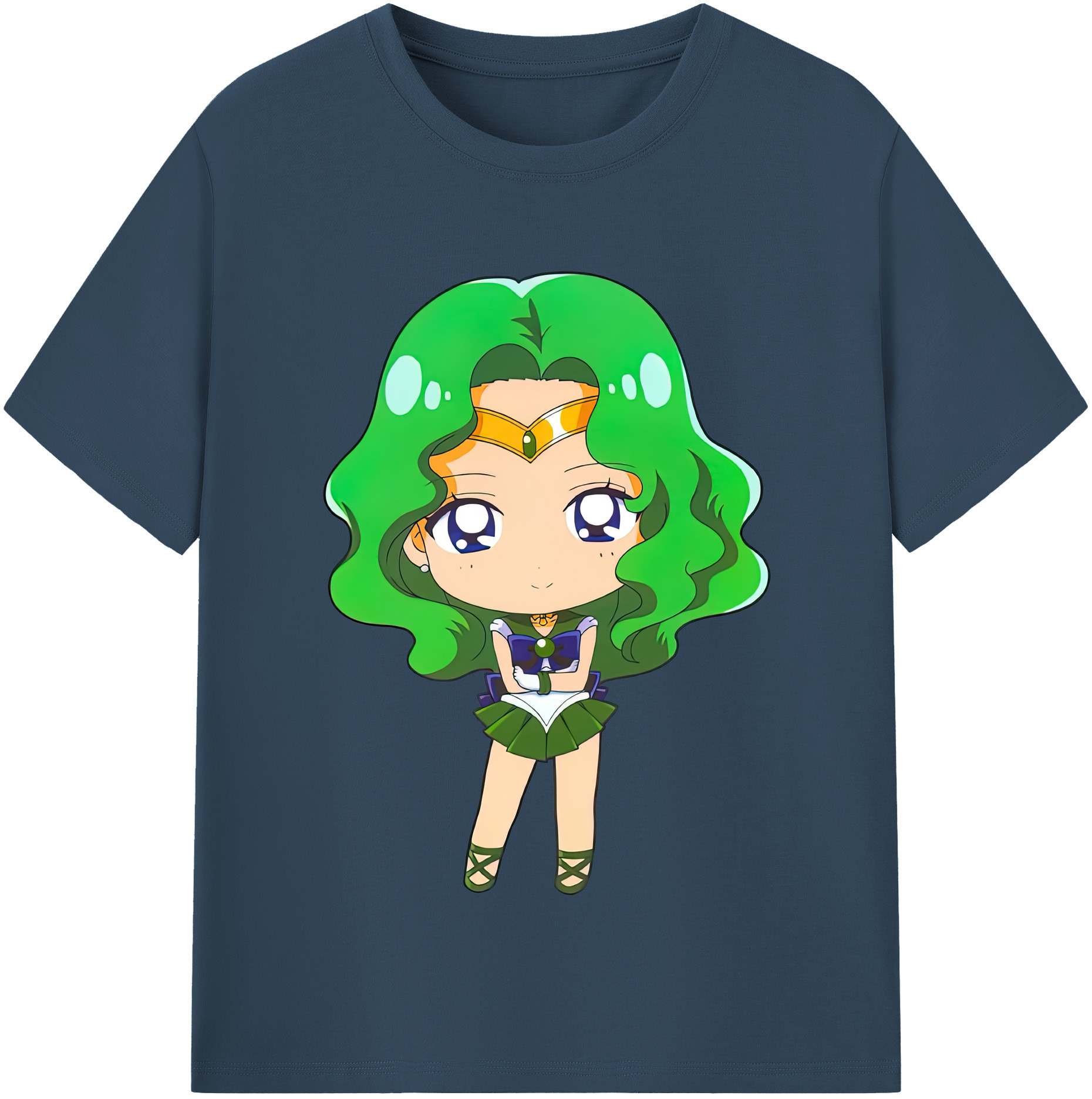 （画像用） 美少女戦士セーラームーン 海王 みちる（かいおう みちる） Sailor Moon Kaiou Michiru レディースカジュアルプリントTシャツ（綿100％）