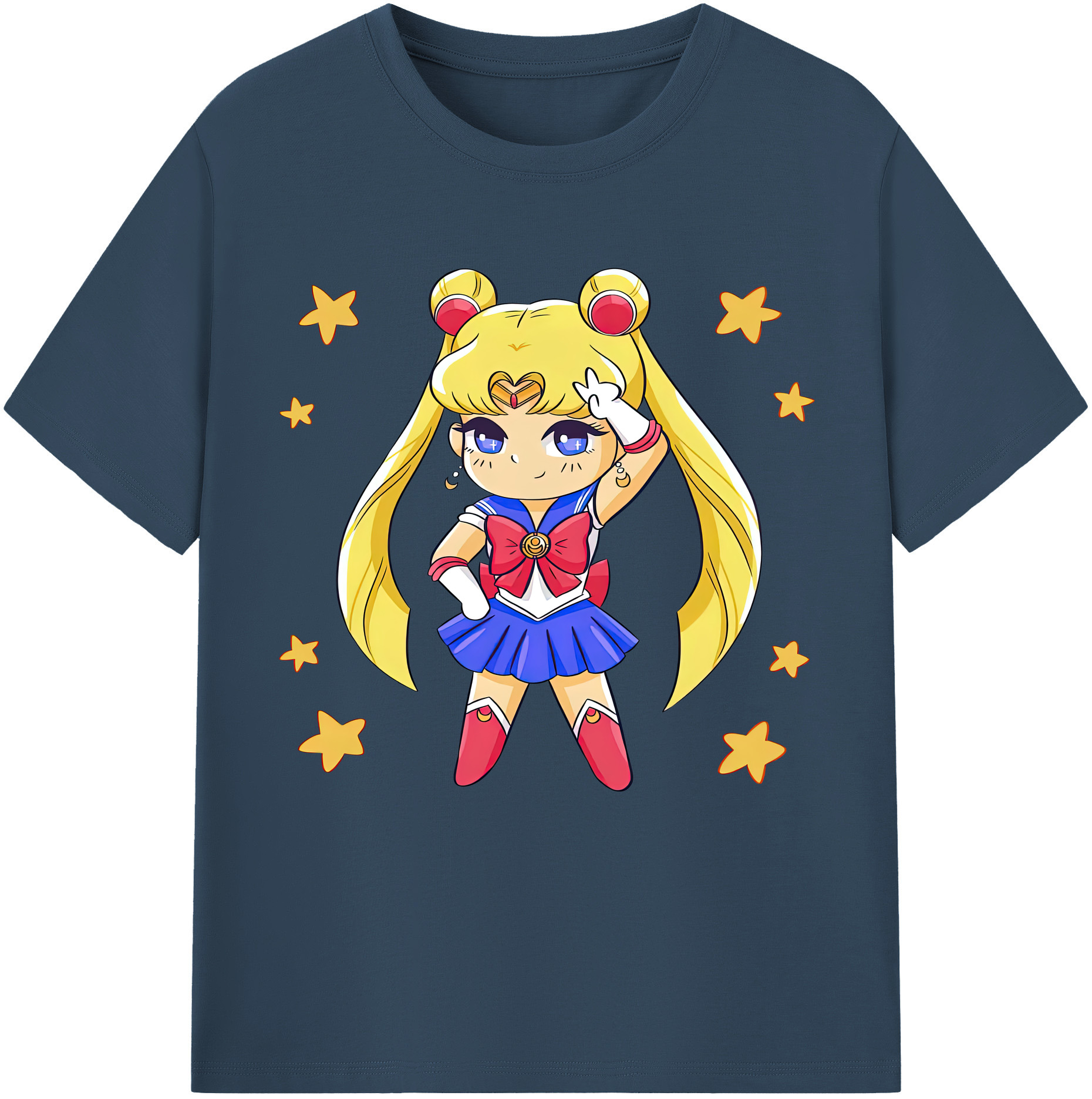 （画像用） 美少女戦士セーラームーン 月野 うさぎ つきの うさぎ Sailor Moon Tsukino Usagi レディースカジュアルプリントTシャツ（綿100％）