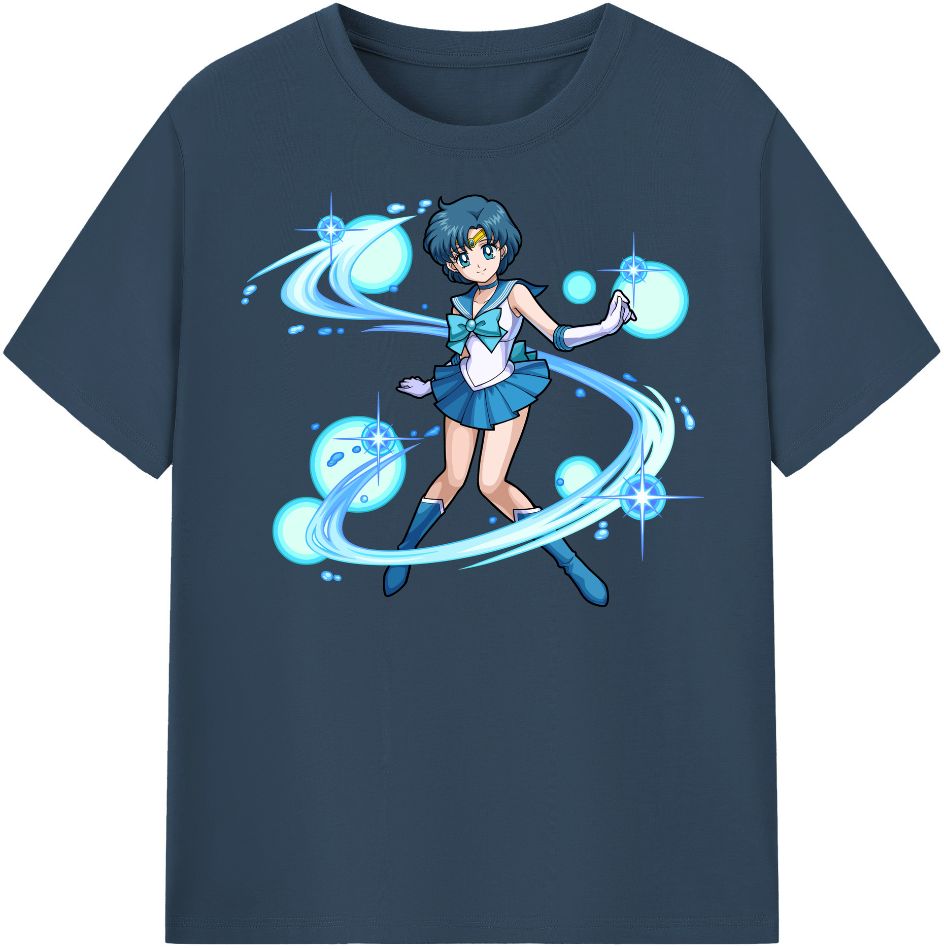 （画像用） 美少女戦士セーラームーン 水野 亜美 みずの あみ Sailor Moon Mizuno Ami レディースカジュアルプリントTシャツ（綿100％）