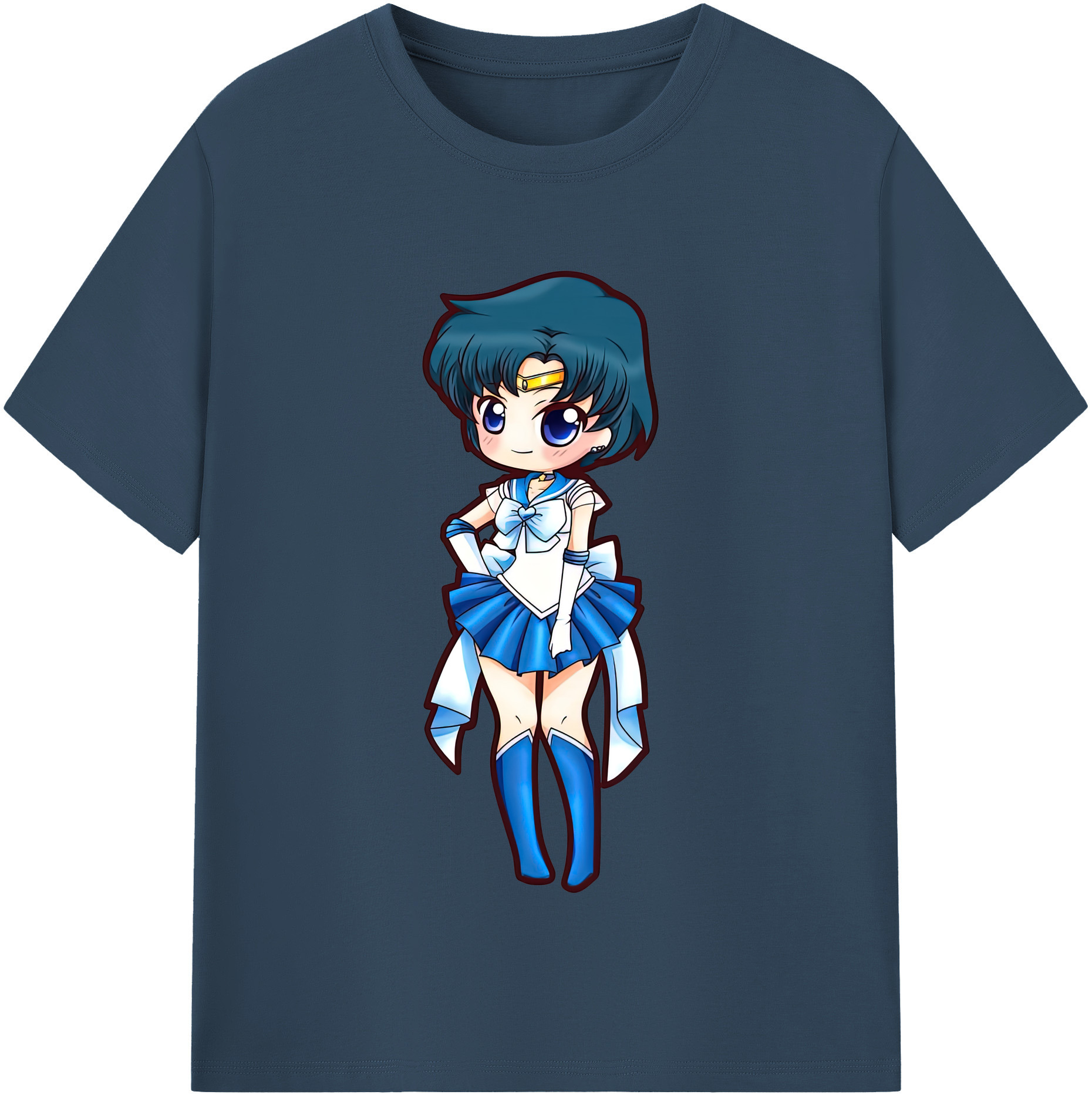 （画像用） 美少女戦士セーラームーン 水野 亜美 みずの あみ Sailor Moon Mizuno Ami レディースカジュアルプリントTシャツ（綿100％）