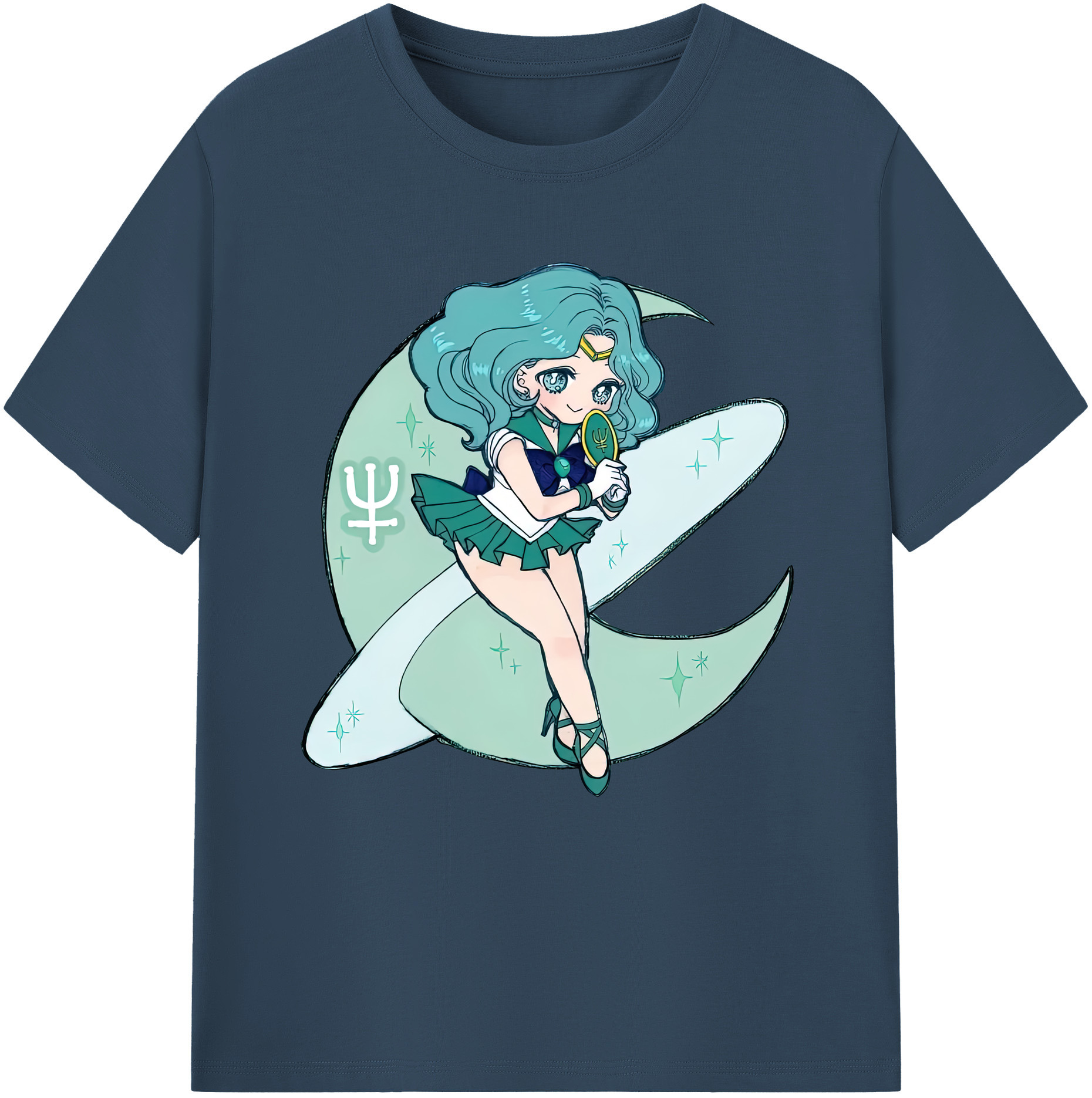 （画像用） 美少女戦士セーラームーン 海王 みちる（かいおう みちる） Sailor Moon Kaiou Michiru レディースカジュアルプリントTシャツ（綿100％）