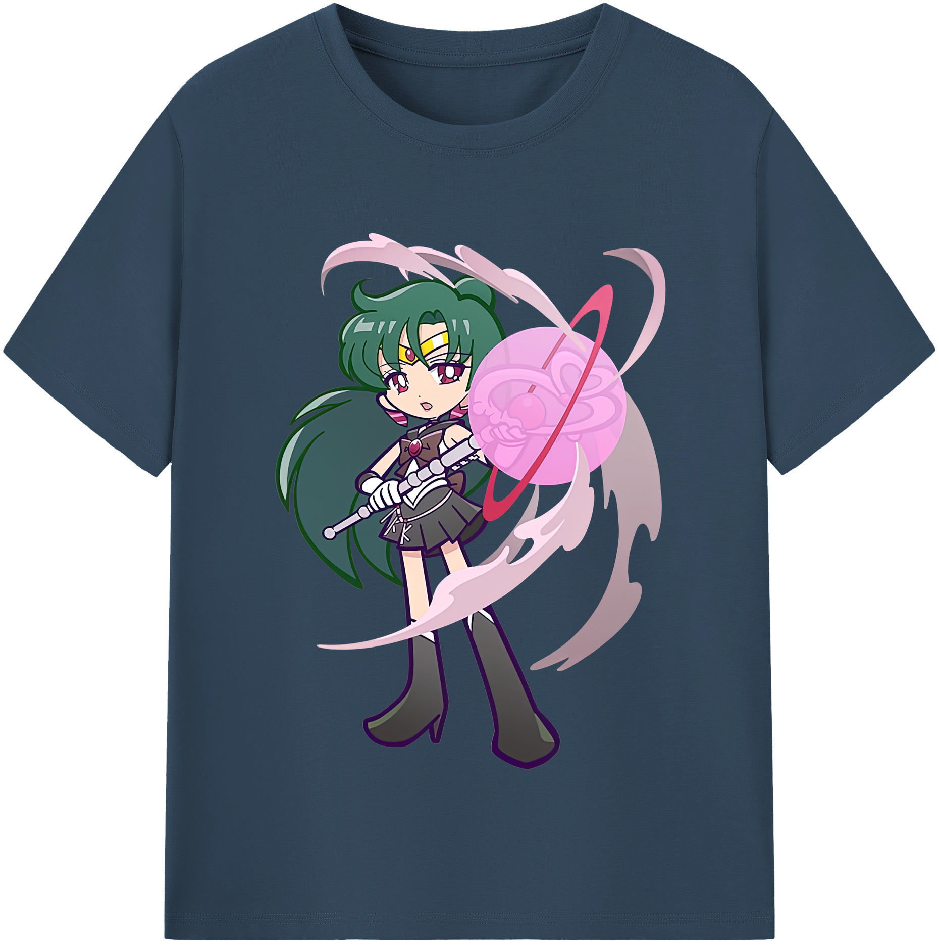 （画像用） 美少女戦士セーラームーン 冥王せつな Sailor Moon Meiou Setsuna レディースカジュアルプリントTシャツ（綿100％）