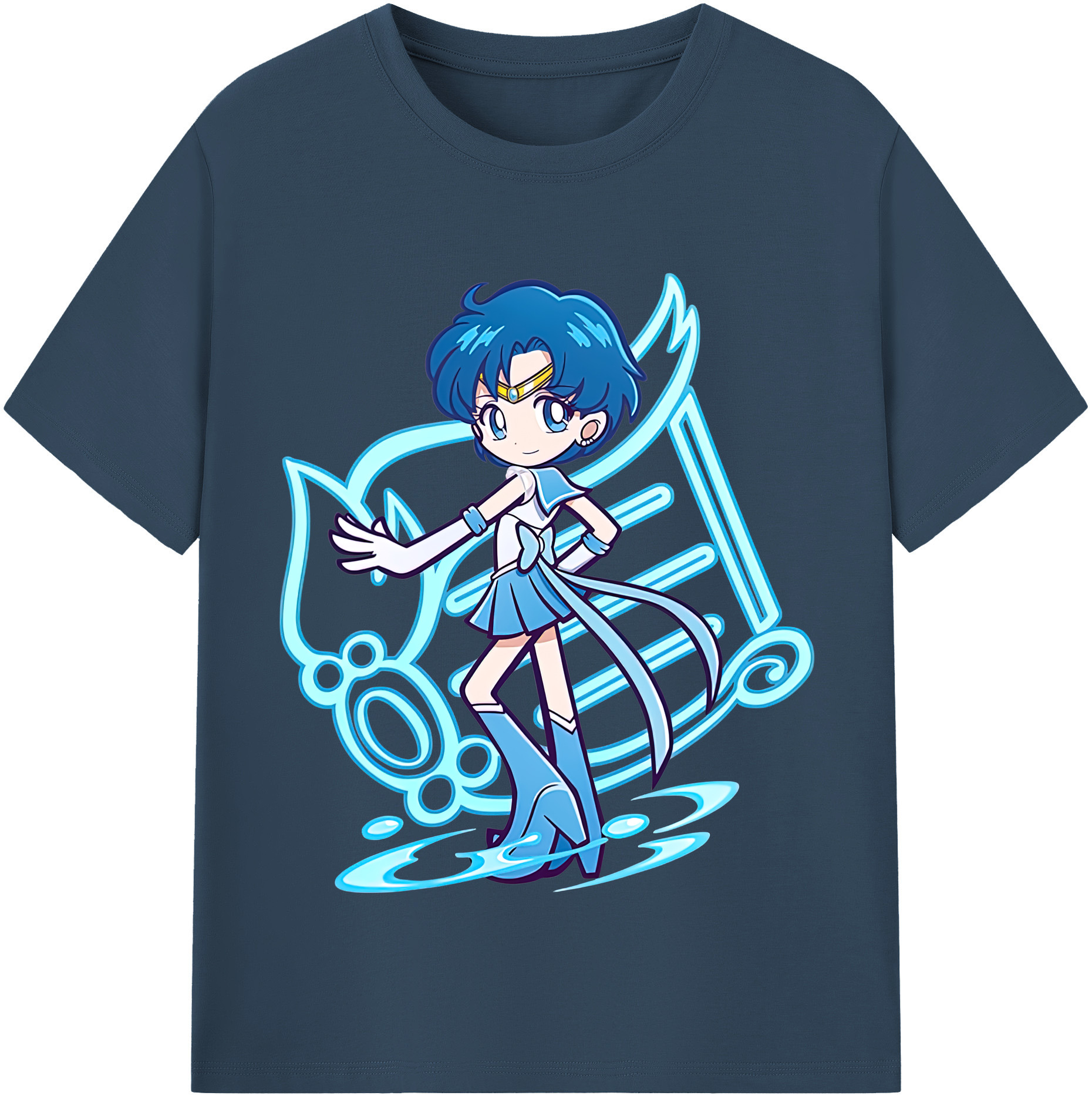 （画像用） 美少女戦士セーラームーン 水野 亜美 みずの あみ Sailor Moon Mizuno Ami レディースカジュアルプリントTシャツ（綿100％）