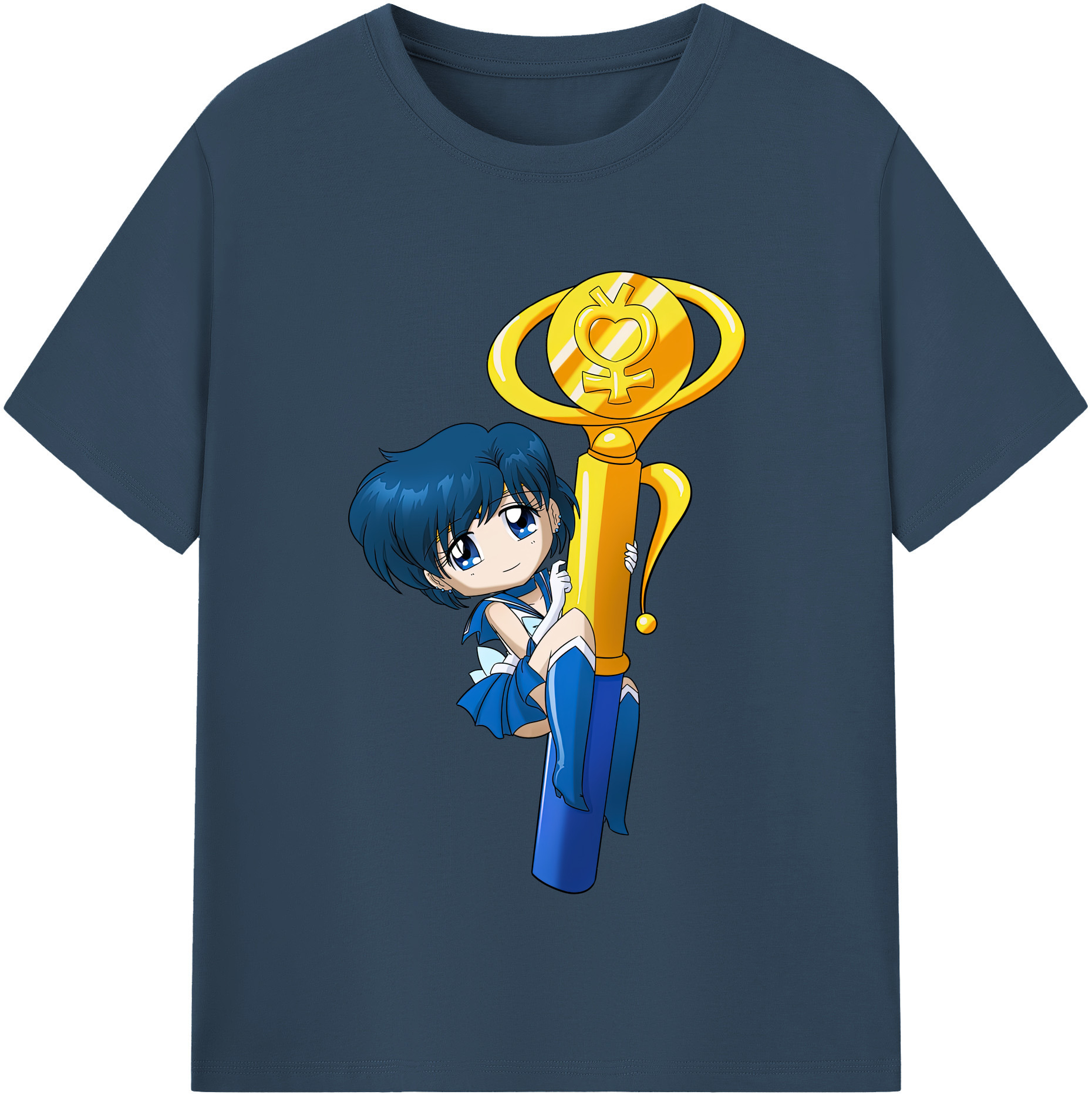 （画像用） 美少女戦士セーラームーン 水野 亜美 みずの あみ Sailor Moon Mizuno Ami レディースカジュアルプリントTシャツ（綿100％）
