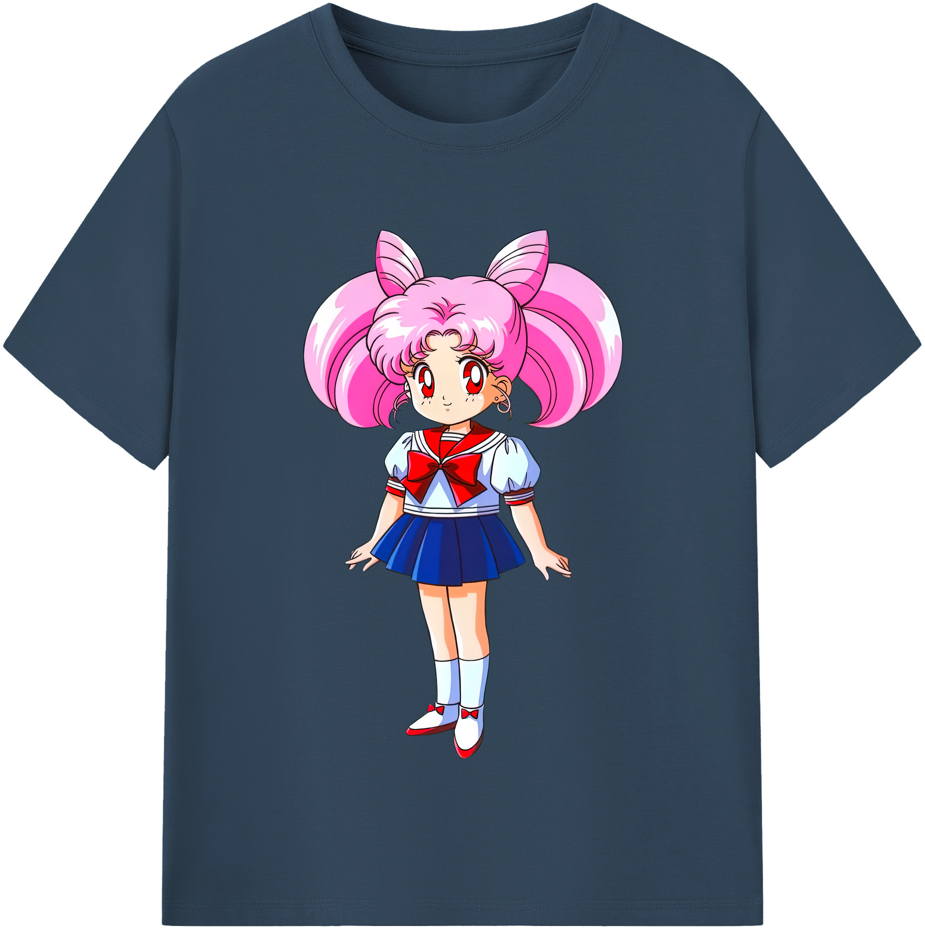 （画像用） 美少女戦士セーラームーン ちびうさ Sailor Moon Chibiusa Tsukino Usagi Small Lady Serenity レディースカジュアルプリントTシャツ（綿100％）