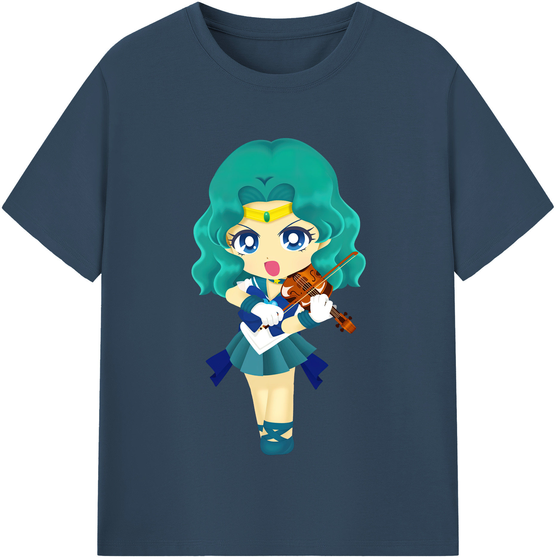 （画像用） 美少女戦士セーラームーン 海王 みちる（かいおう みちる） Sailor Moon Kaiou Michiru レディースカジュアルプリントTシャツ（綿100％）