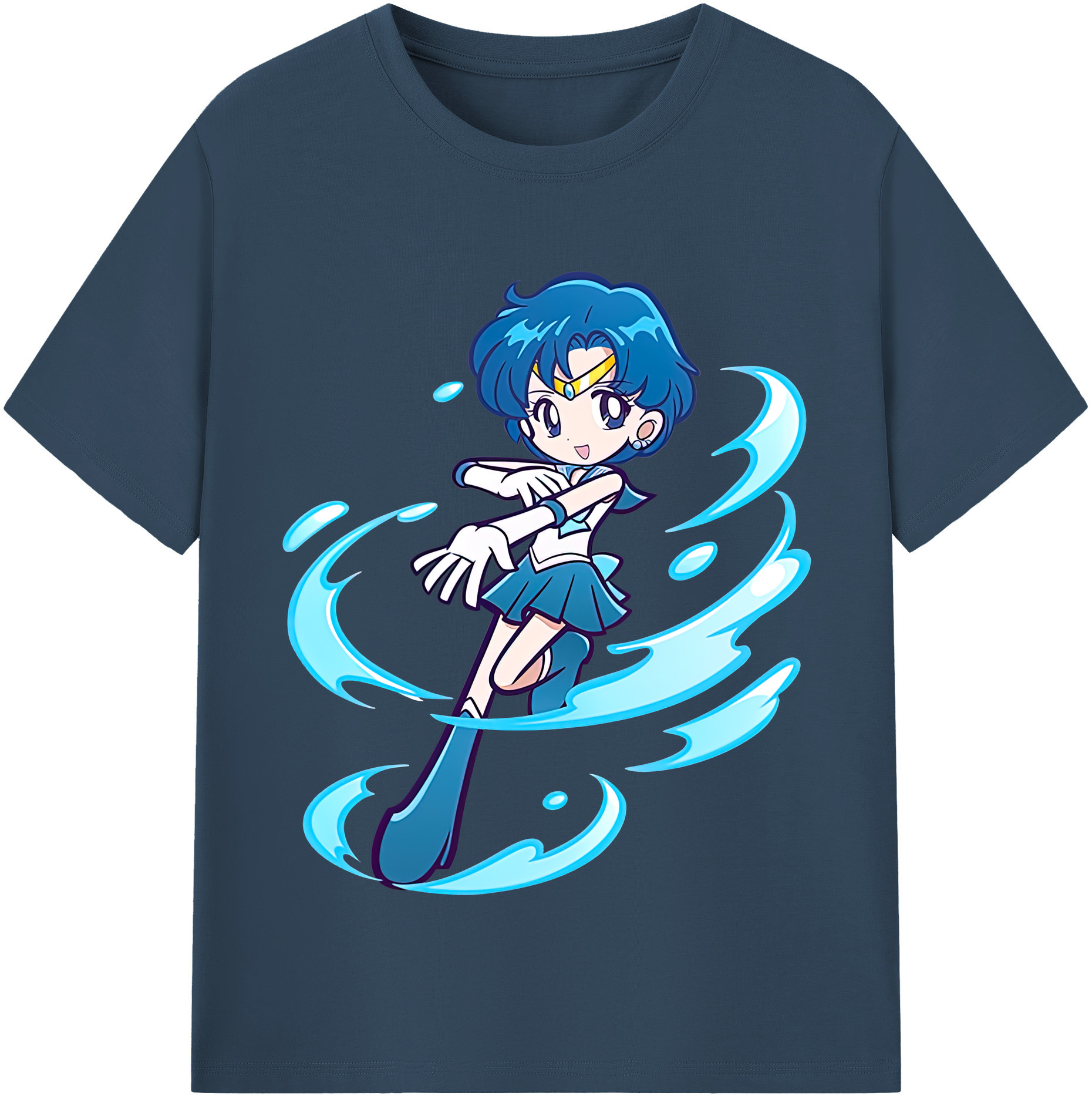 （画像用） 美少女戦士セーラームーン 水野 亜美 みずの あみ Sailor Moon Mizuno Ami レディースカジュアルプリントTシャツ（綿100％）