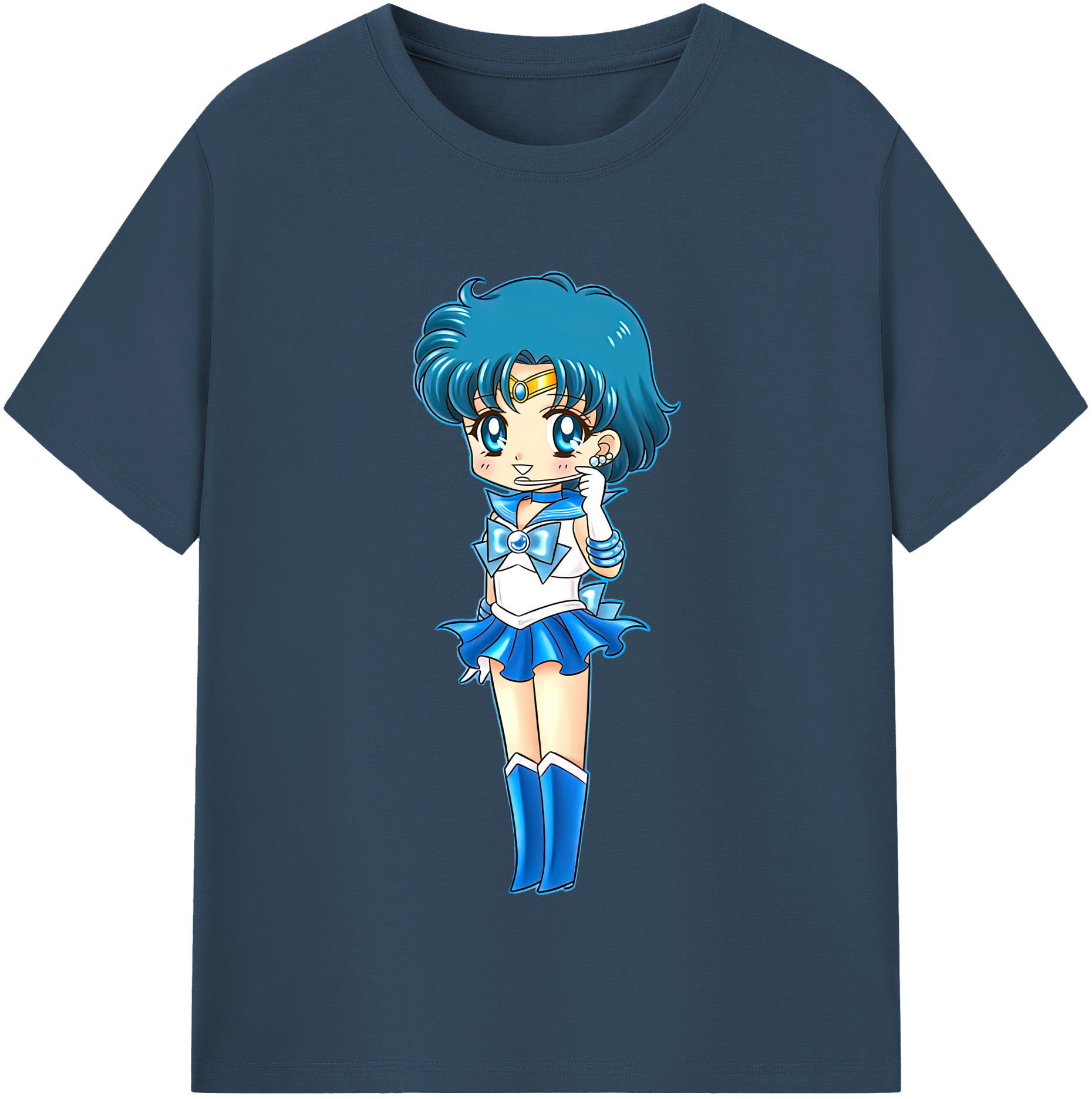 （画像用） 美少女戦士セーラームーン 水野 亜美 みずの あみ Sailor Moon Mizuno Ami レディースカジュアルプリントTシャツ（綿100％）