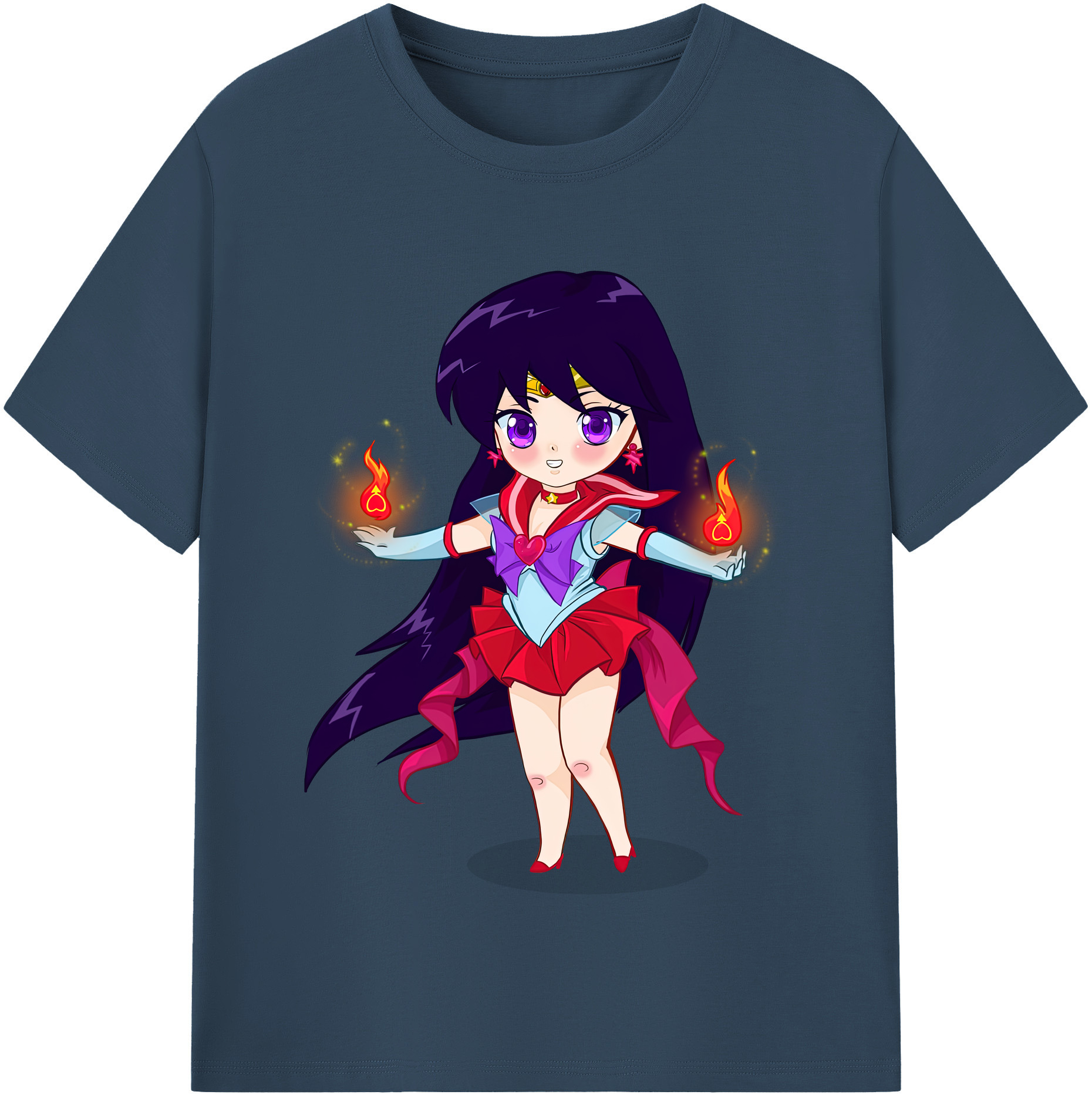（画像用） 美少女戦士セーラームーン 火野レイ ひの レイ Sailor Moon Hino Rei （セーラーマーズ,Sailor Mars） レディースカジュアルプリントTシャツ（綿100％）