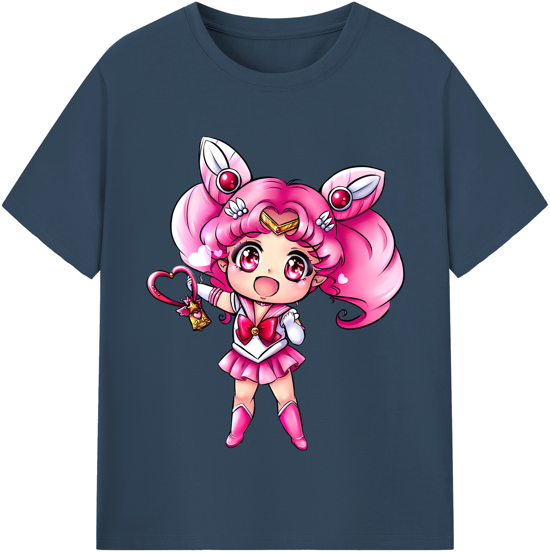 （画像用） 美少女戦士セーラームーン ちびうさ Sailor Moon Chibiusa Tsukino Usagi Small Lady Serenity レディースカジュアルプリントTシャツ（綿100％）