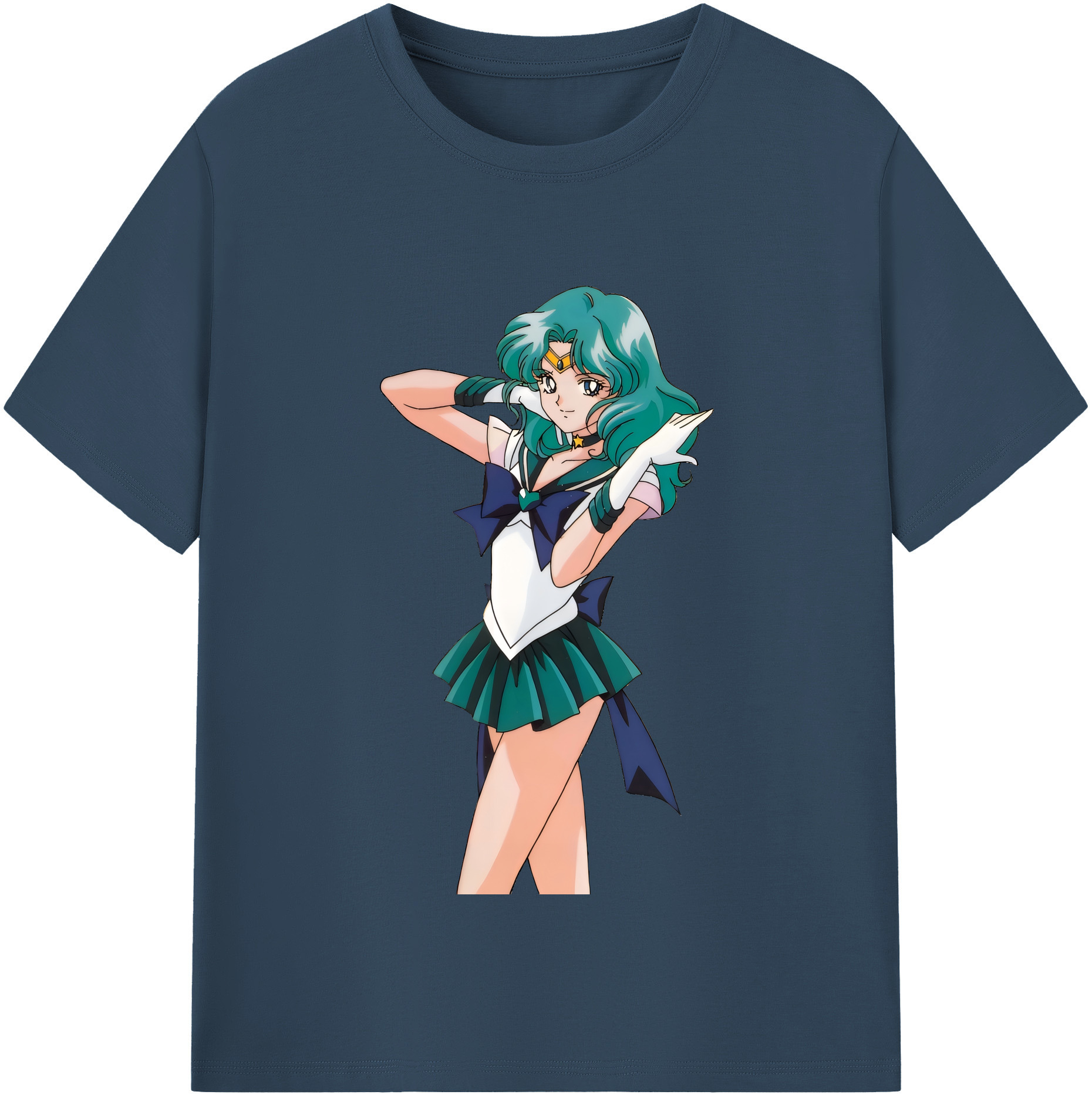 （画像用） 美少女戦士セーラームーン 海王 みちる（かいおう みちる） Sailor Moon Kaiou Michiru レディースカジュアルプリントTシャツ（綿100％）