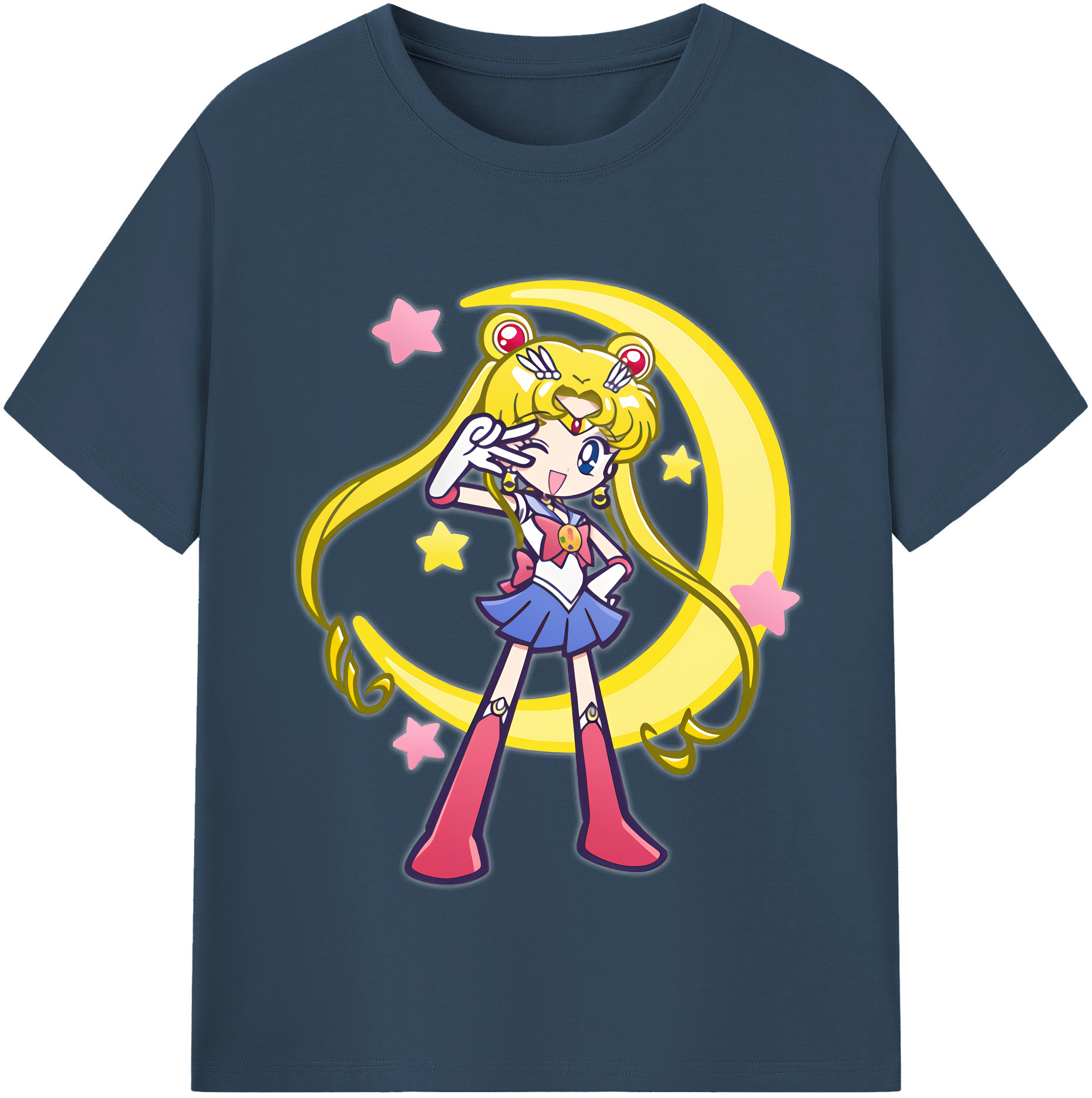 （画像用） 美少女戦士セーラームーン 月野 うさぎ つきの うさぎ Sailor Moon Tsukino Usagi レディースカジュアルプリントTシャツ（綿100％）