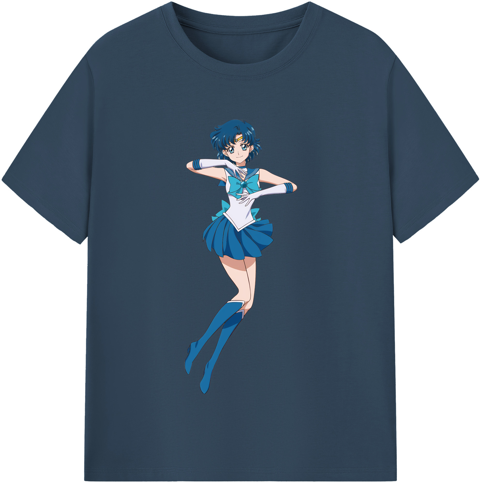 （画像用） 美少女戦士セーラームーン 水野 亜美 みずの あみ Sailor Moon Mizuno Ami レディースカジュアルプリントTシャツ（綿100％）