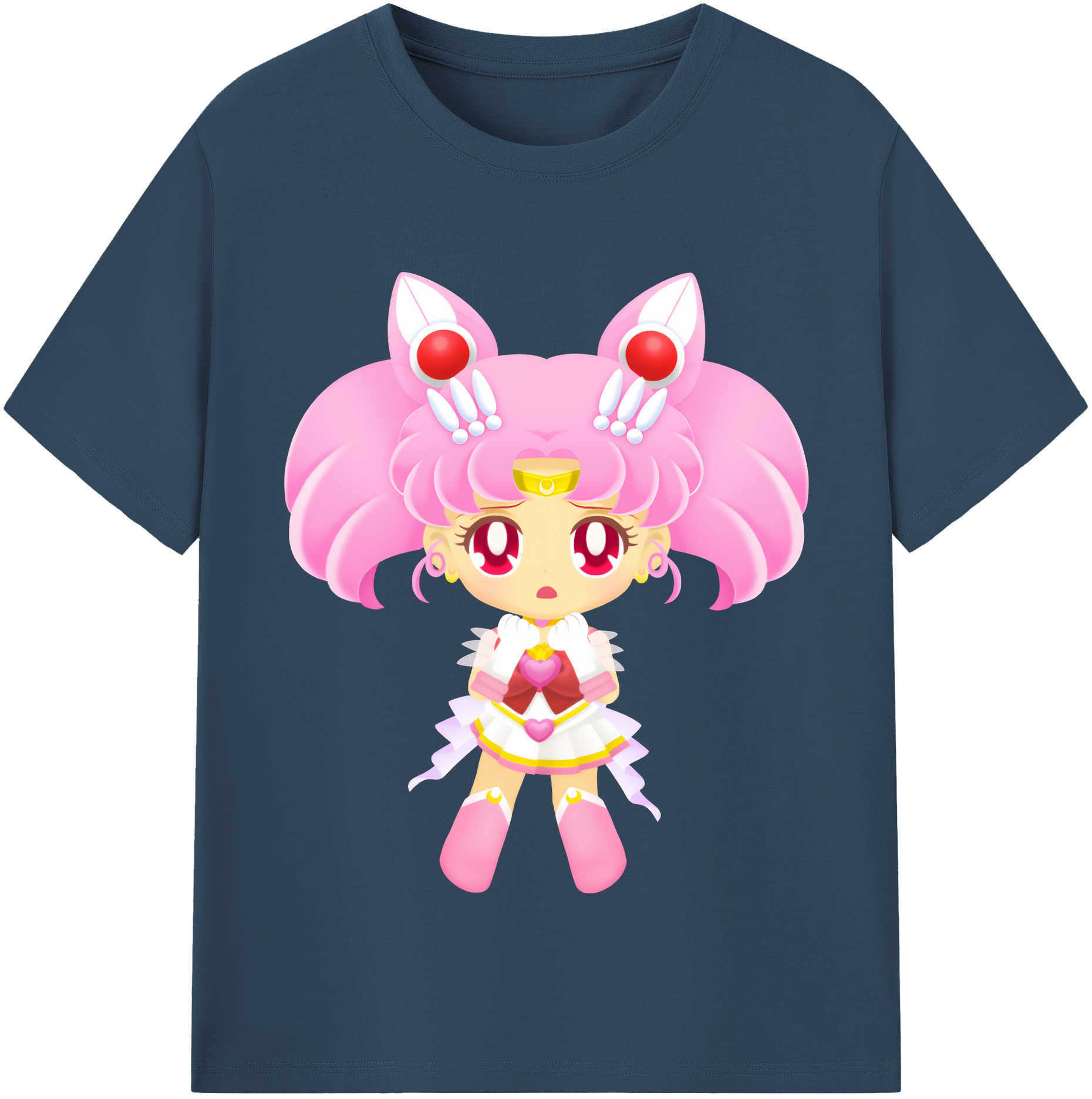 （画像用） 美少女戦士セーラームーン ちびうさ Sailor Moon Chibiusa Tsukino Usagi Small Lady Serenity レディースカジュアルプリントTシャツ（綿100％）