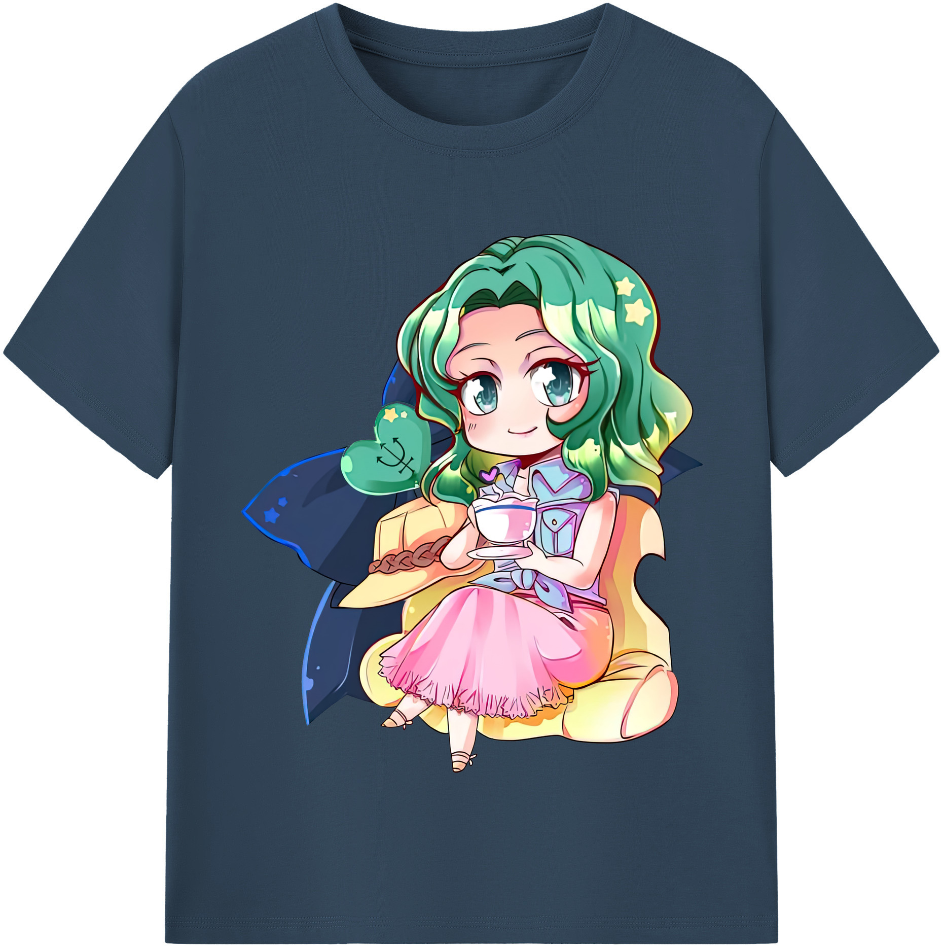 （画像用） 美少女戦士セーラームーン 海王 みちる（かいおう みちる） Sailor Moon Kaiou Michiru レディースカジュアルプリントTシャツ（綿100％）