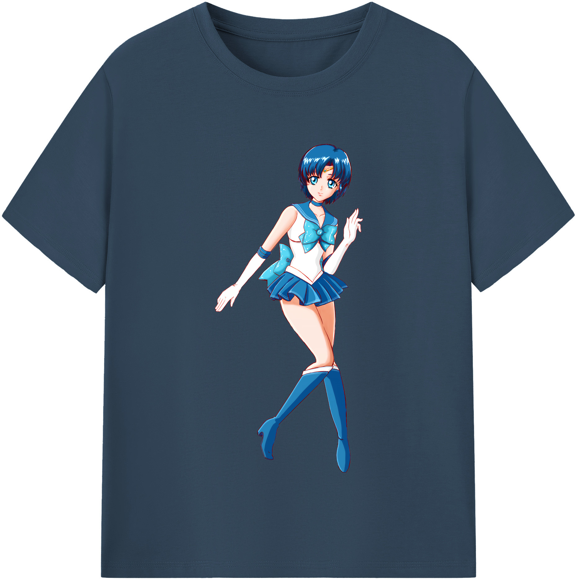 （画像用） 美少女戦士セーラームーン 水野 亜美 みずの あみ Sailor Moon Mizuno Ami レディースカジュアルプリントTシャツ（綿100％）