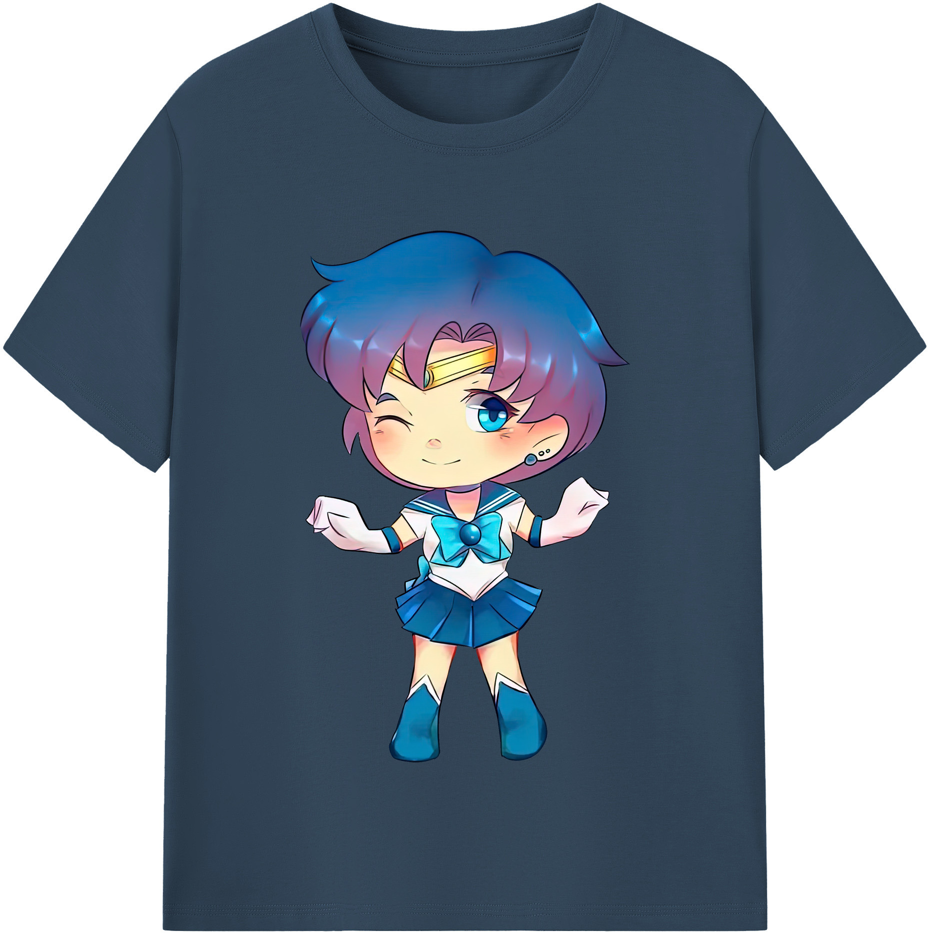 （画像用） 美少女戦士セーラームーン 水野 亜美 みずの あみ Sailor Moon Mizuno Ami レディースカジュアルプリントTシャツ（綿100％）
