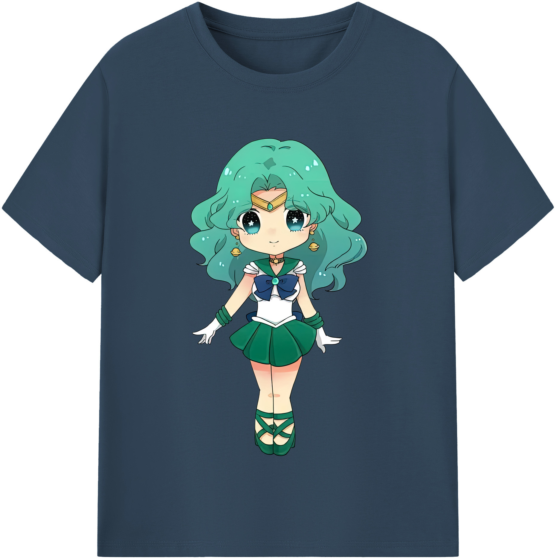 （画像用） 美少女戦士セーラームーン 海王 みちる（かいおう みちる） Sailor Moon Kaiou Michiru レディースカジュアルプリントTシャツ（綿100％）