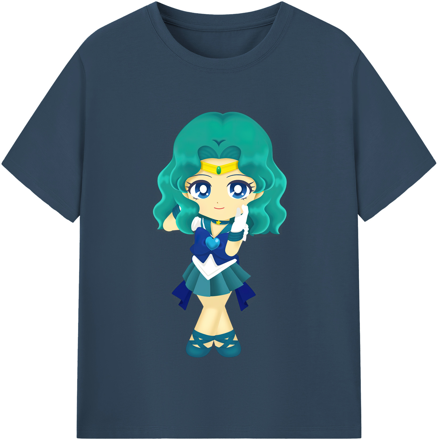 （画像用） 美少女戦士セーラームーン 海王 みちる（かいおう みちる） Sailor Moon Kaiou Michiru レディースカジュアルプリントTシャツ（綿100％）