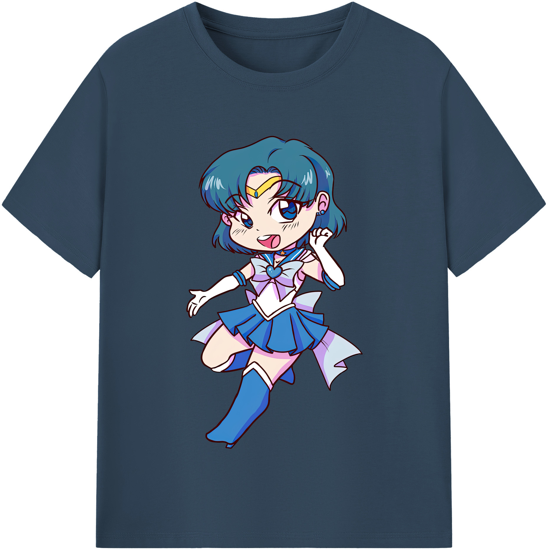 （画像用） 美少女戦士セーラームーン 水野 亜美 みずの あみ Sailor Moon Mizuno Ami レディースカジュアルプリントTシャツ（綿100％）