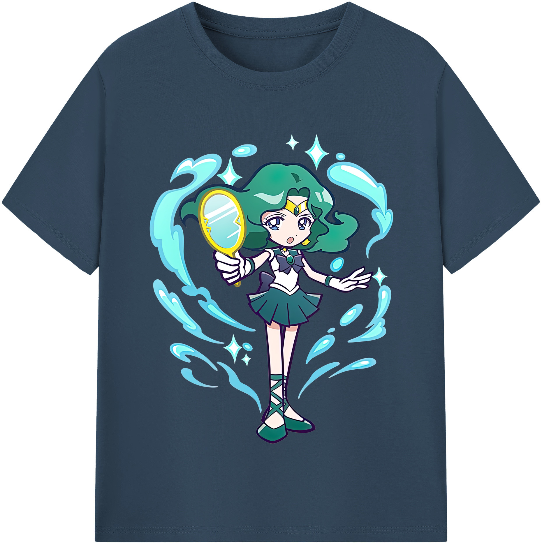 （画像用） 美少女戦士セーラームーン 海王 みちる（かいおう みちる） Sailor Moon Kaiou Michiru レディースカジュアルプリントTシャツ（綿100％）