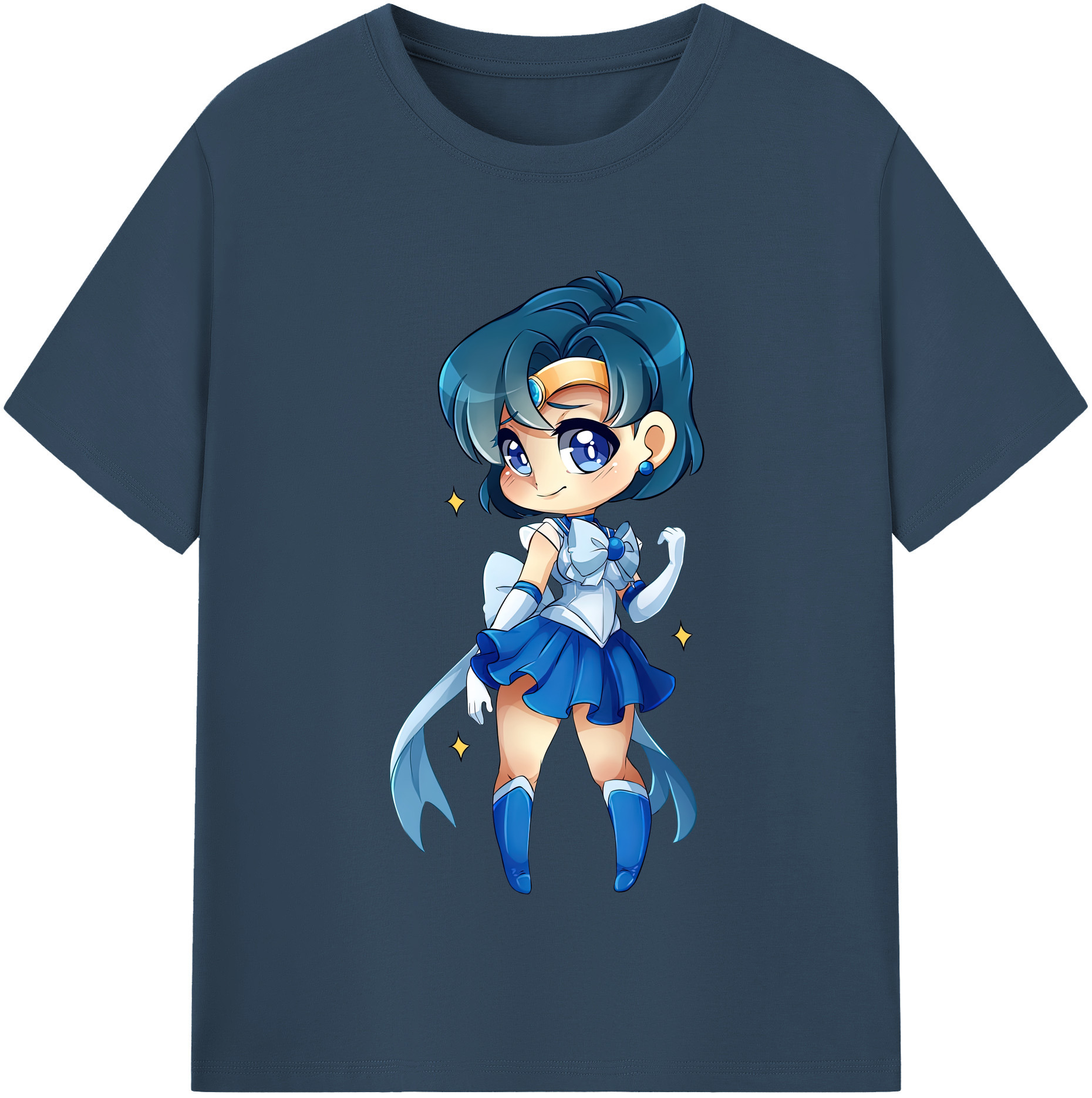 （画像用） 美少女戦士セーラームーン 水野 亜美 みずの あみ Sailor Moon Mizuno Ami レディースカジュアルプリントTシャツ（綿100％）