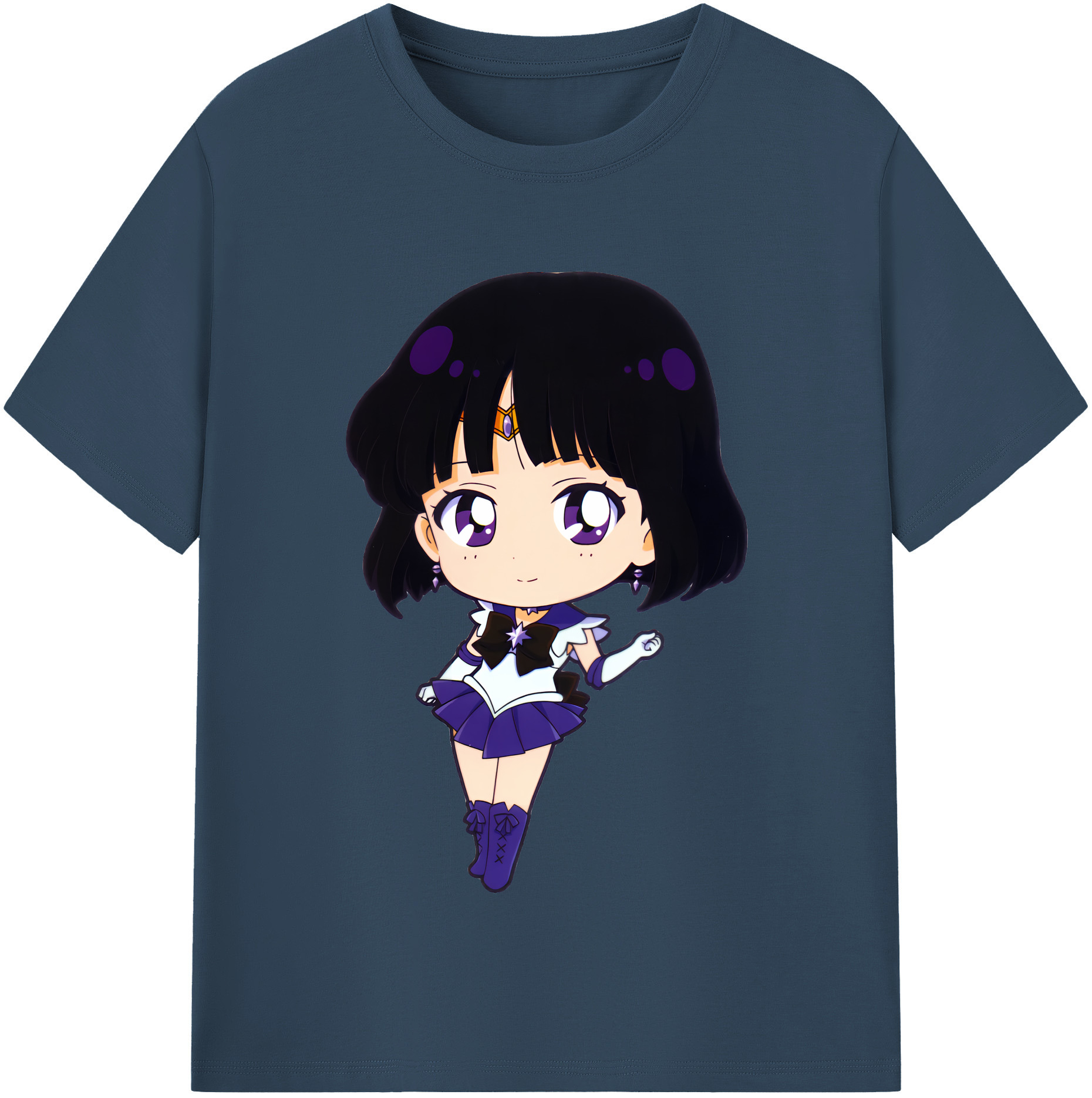 （画像用） 美少女戦士セーラームーン 土萠ほたる Sailor Moon Tomoe Hotaru （セーラーサターン；Sailor Saturn） レディースカジュアルプリントTシャツ（綿100％）