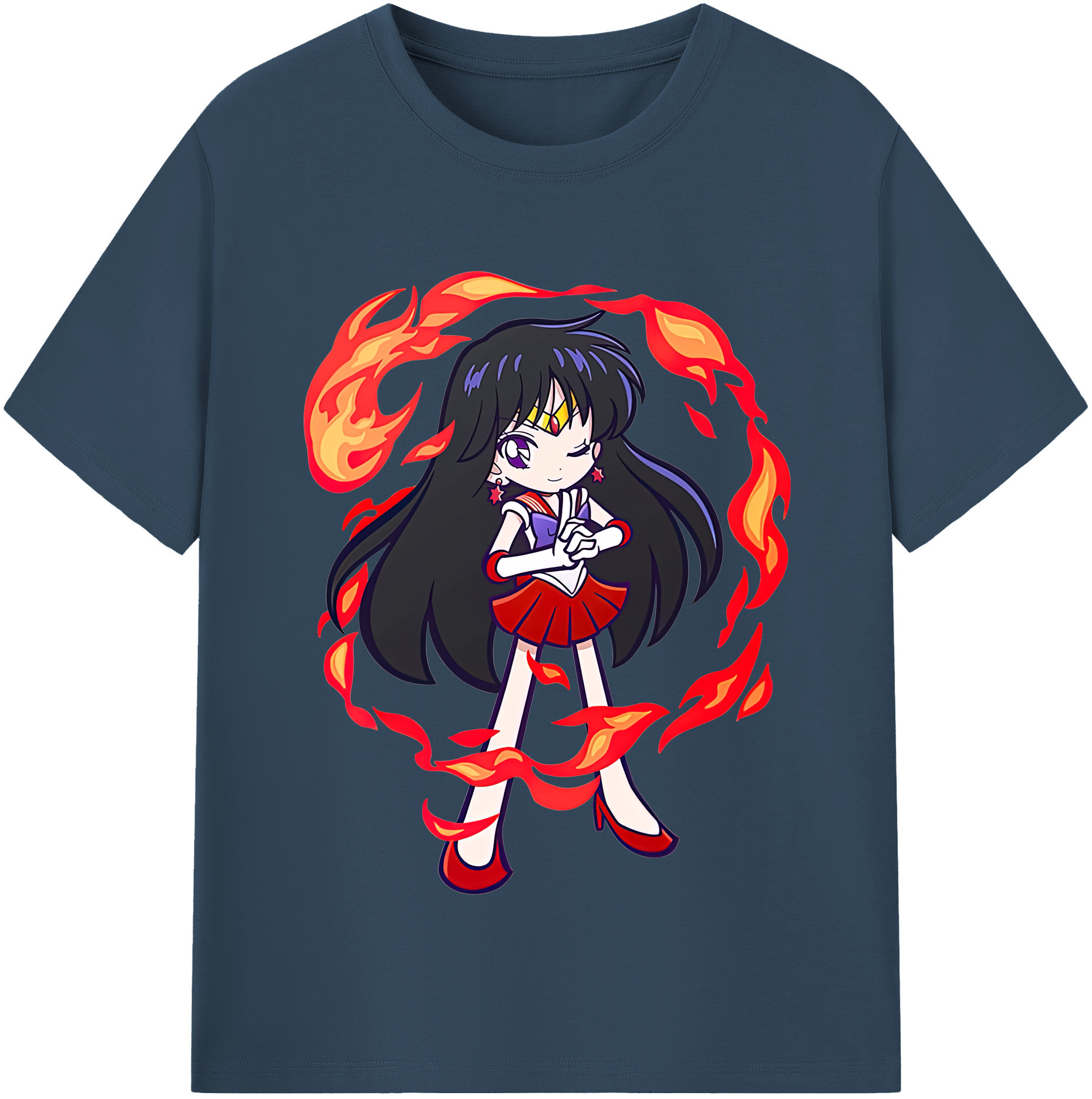 （画像用） 美少女戦士セーラームーン 火野レイ ひの レイ Sailor Moon Hino Rei （セーラーマーズ,Sailor Mars） レディースカジュアルプリントTシャツ（綿100％）