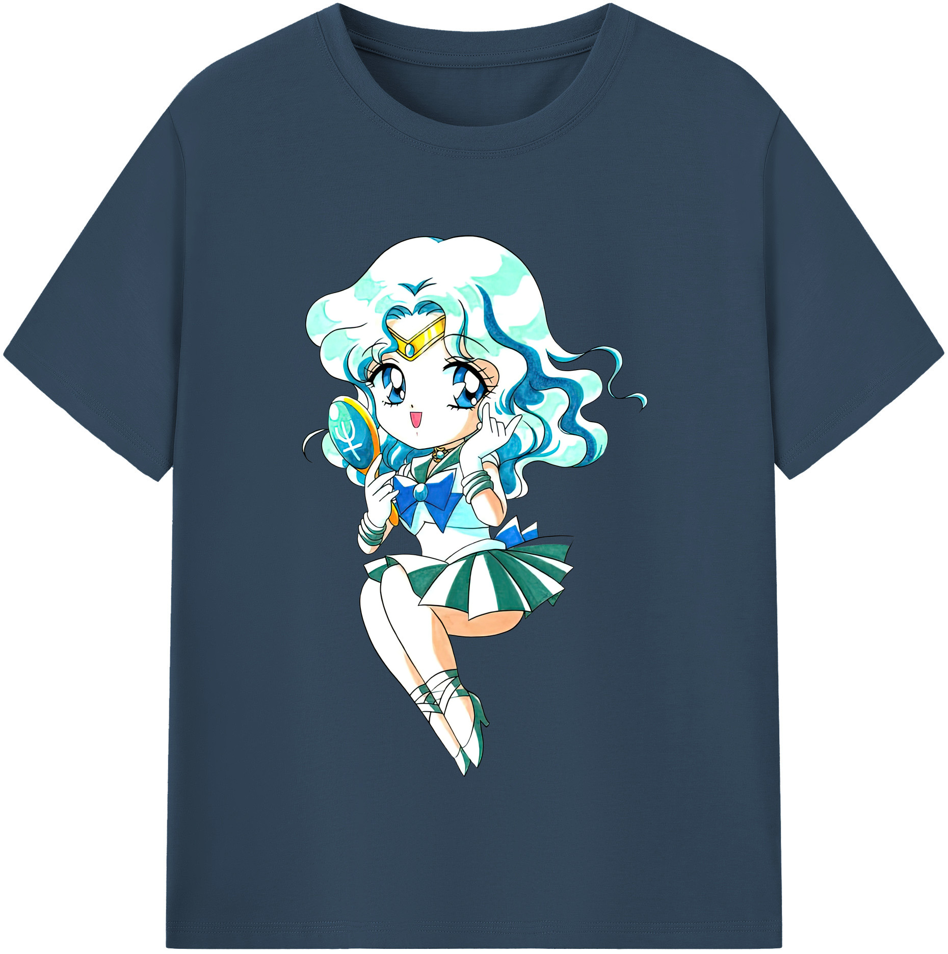 （画像用） 美少女戦士セーラームーン 海王 みちる（かいおう みちる） Sailor Moon Kaiou Michiru レディースカジュアルプリントTシャツ（綿100％）