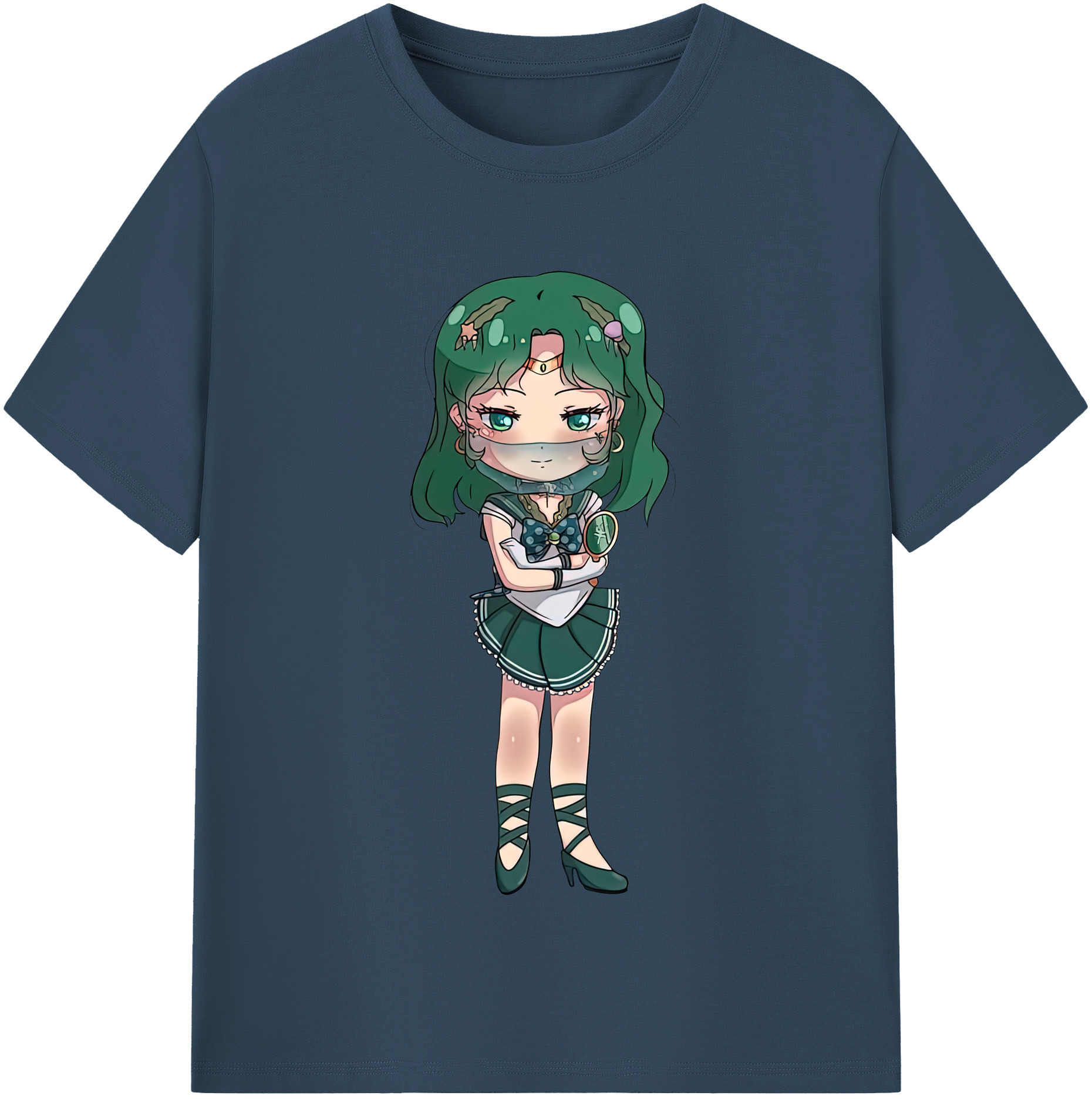 （画像用） 美少女戦士セーラームーン 海王 みちる（かいおう みちる） Sailor Moon Kaiou Michiru レディースカジュアルプリントTシャツ（綿100％）