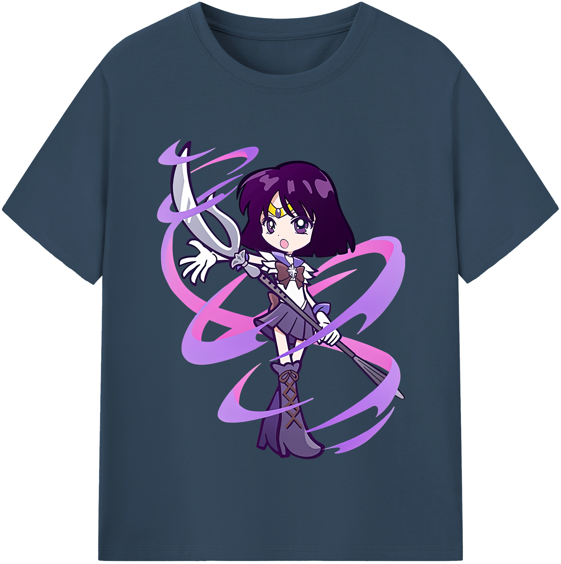 （画像用） 美少女戦士セーラームーン 土萠ほたる Sailor Moon Tomoe Hotaru （セーラーサターン；Sailor Saturn） レディースカジュアルプリントTシャツ（綿100％）