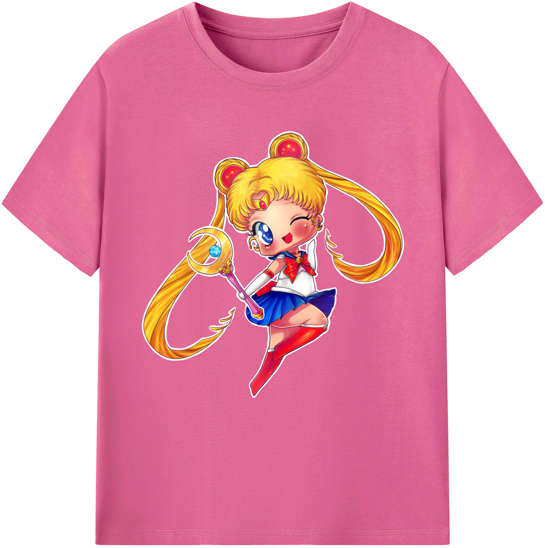 （画像用） 美少女戦士セーラームーン 月野 うさぎ つきの うさぎ Sailor Moon Tsukino Usagi レディースカジュアルプリントTシャツ（綿100％）