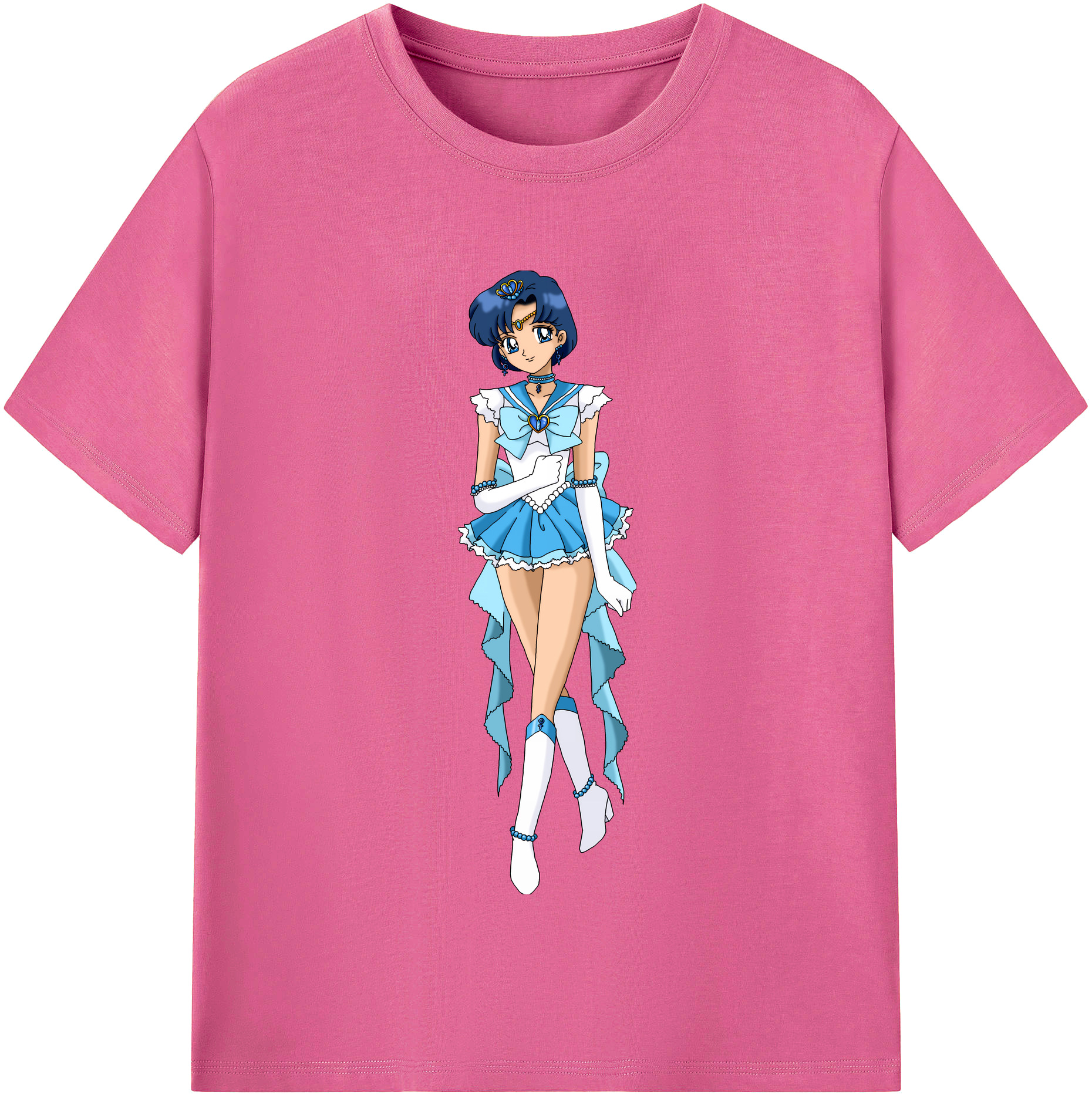 （画像用） 美少女戦士セーラームーン 水野 亜美 みずの あみ Sailor Moon Mizuno Ami レディースカジュアルプリントTシャツ（綿100％）