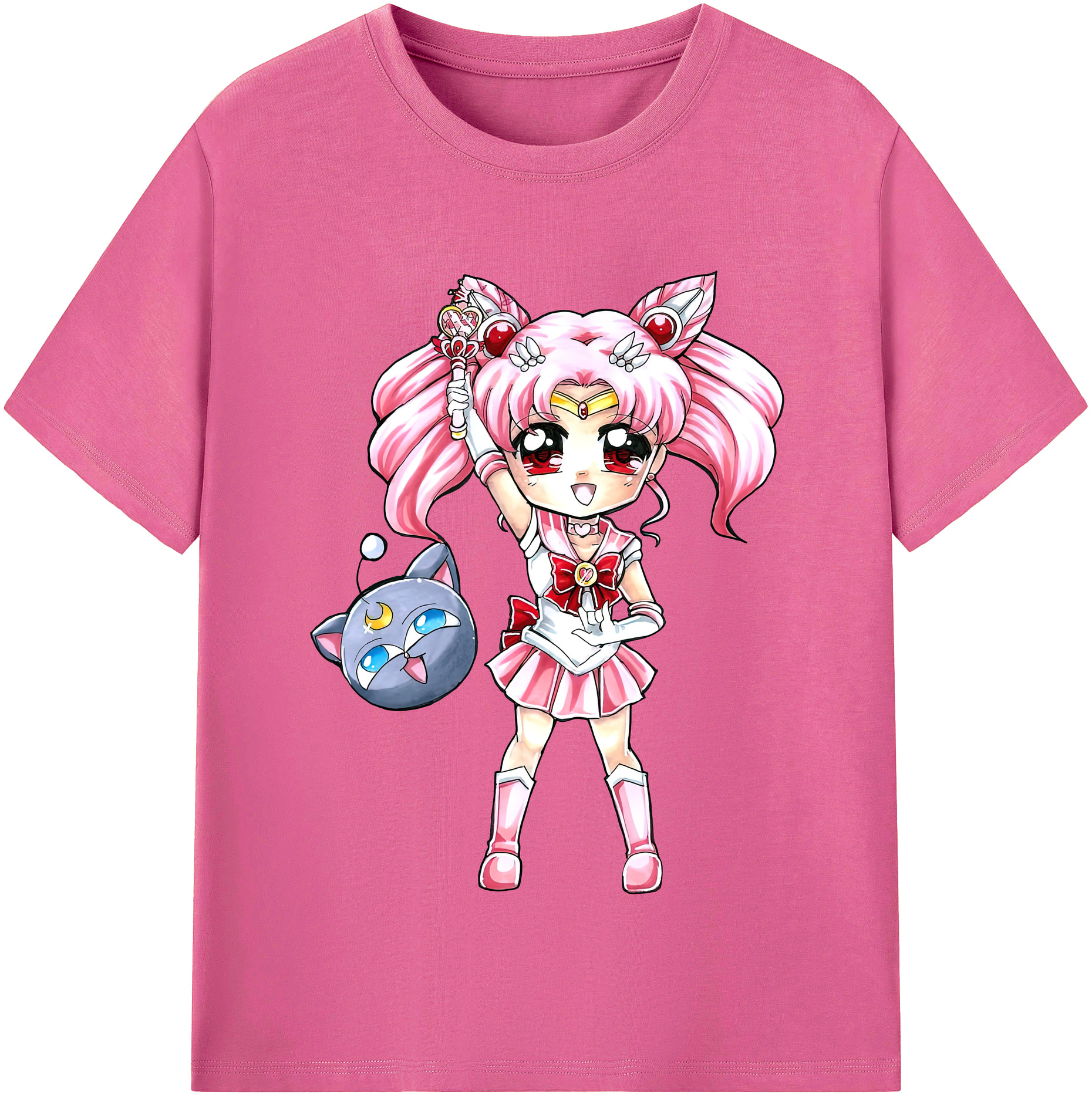 （画像用） 美少女戦士セーラームーン ちびうさ Sailor Moon Chibiusa Tsukino Usagi Small Lady Serenity レディースカジュアルプリントTシャツ（綿100％）