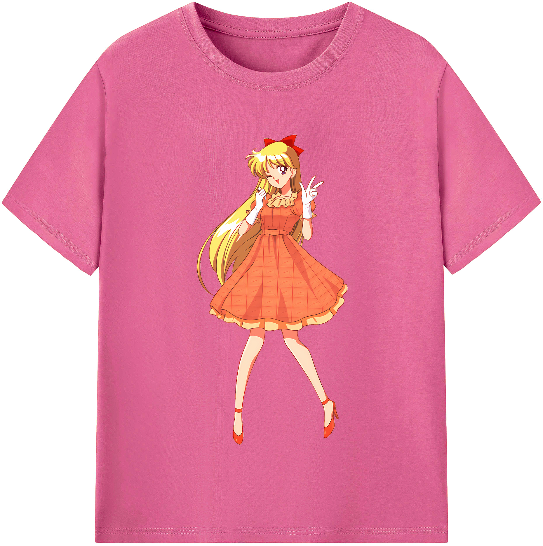 （画像用） 美少女戦士セーラームーン 愛野 美奈子 あいの みなこ Sailor Moon Aino Minako レディースカジュアルプリントTシャツ（綿100％）