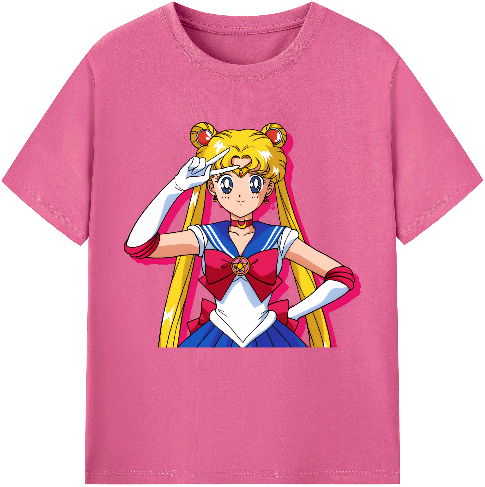 （画像用） 美少女戦士セーラームーン 月野 うさぎ つきの うさぎ Sailor Moon Tsukino Usagi レディースカジュアルプリントTシャツ（綿100％）