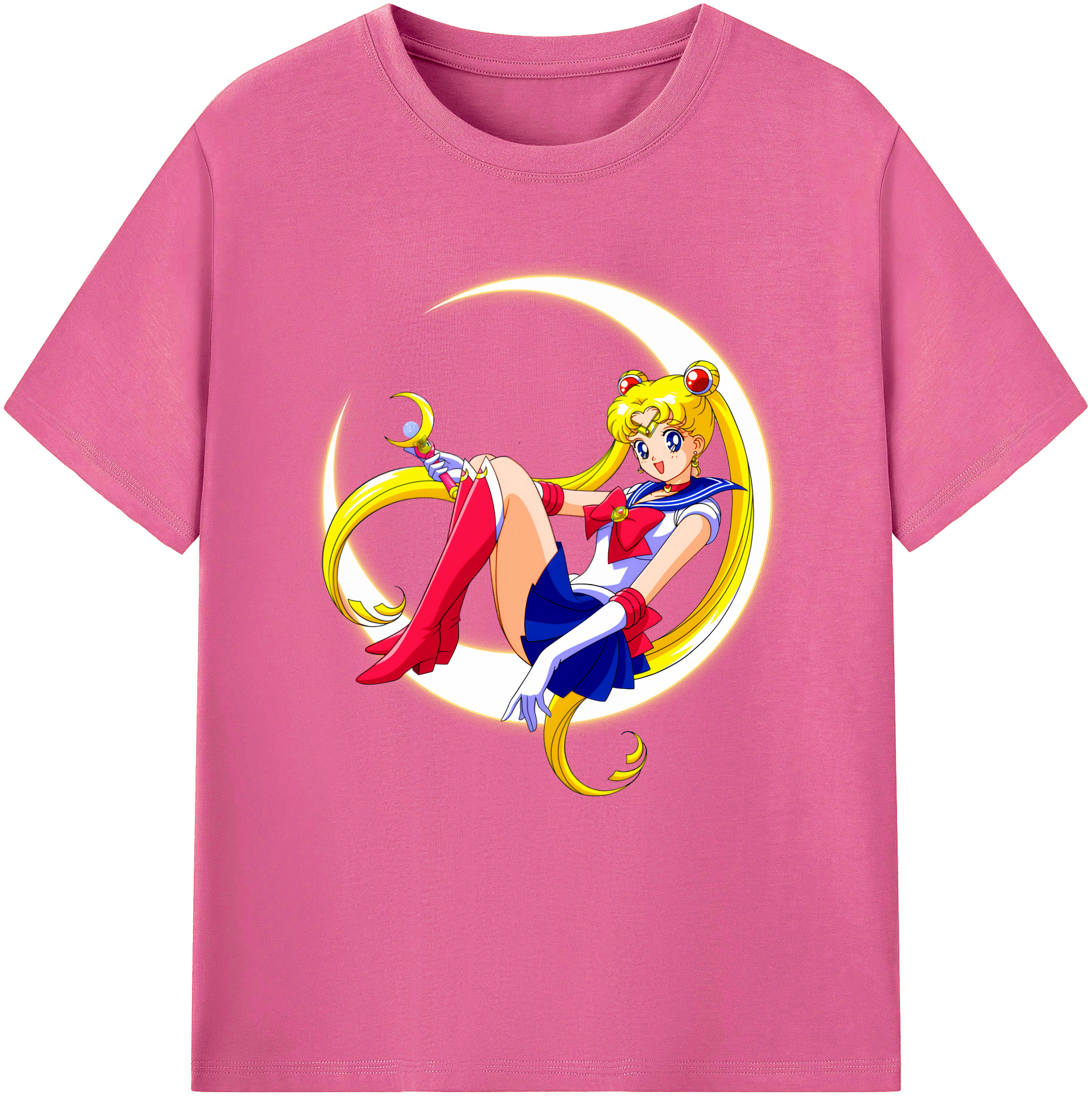 （画像用） 美少女戦士セーラームーン 月野 うさぎ つきの うさぎ Sailor Moon Tsukino Usagi レディースカジュアルプリントTシャツ（綿100％）