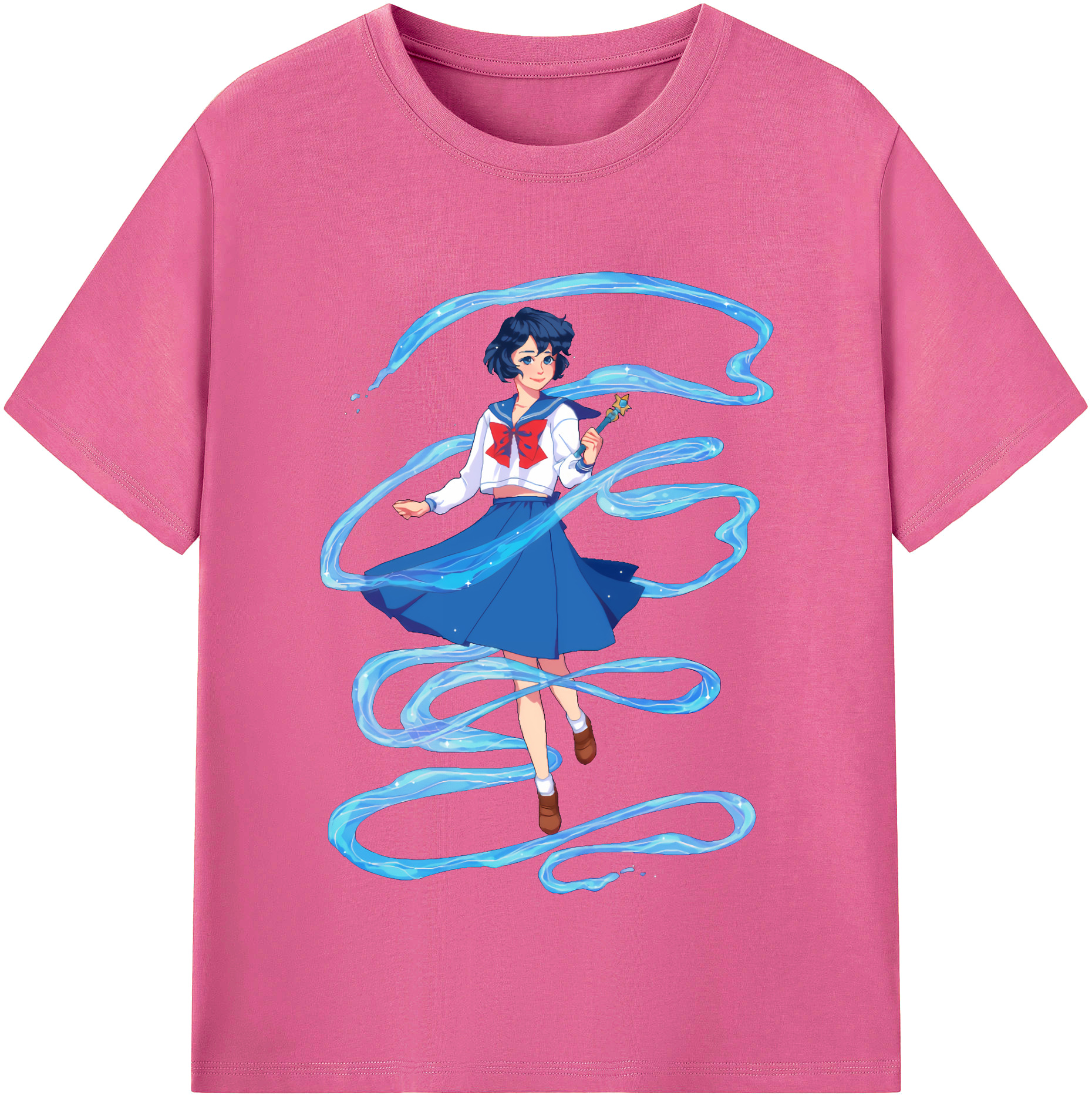 （画像用） 美少女戦士セーラームーン 水野 亜美 みずの あみ Sailor Moon Mizuno Ami レディースカジュアルプリントTシャツ（綿100％）