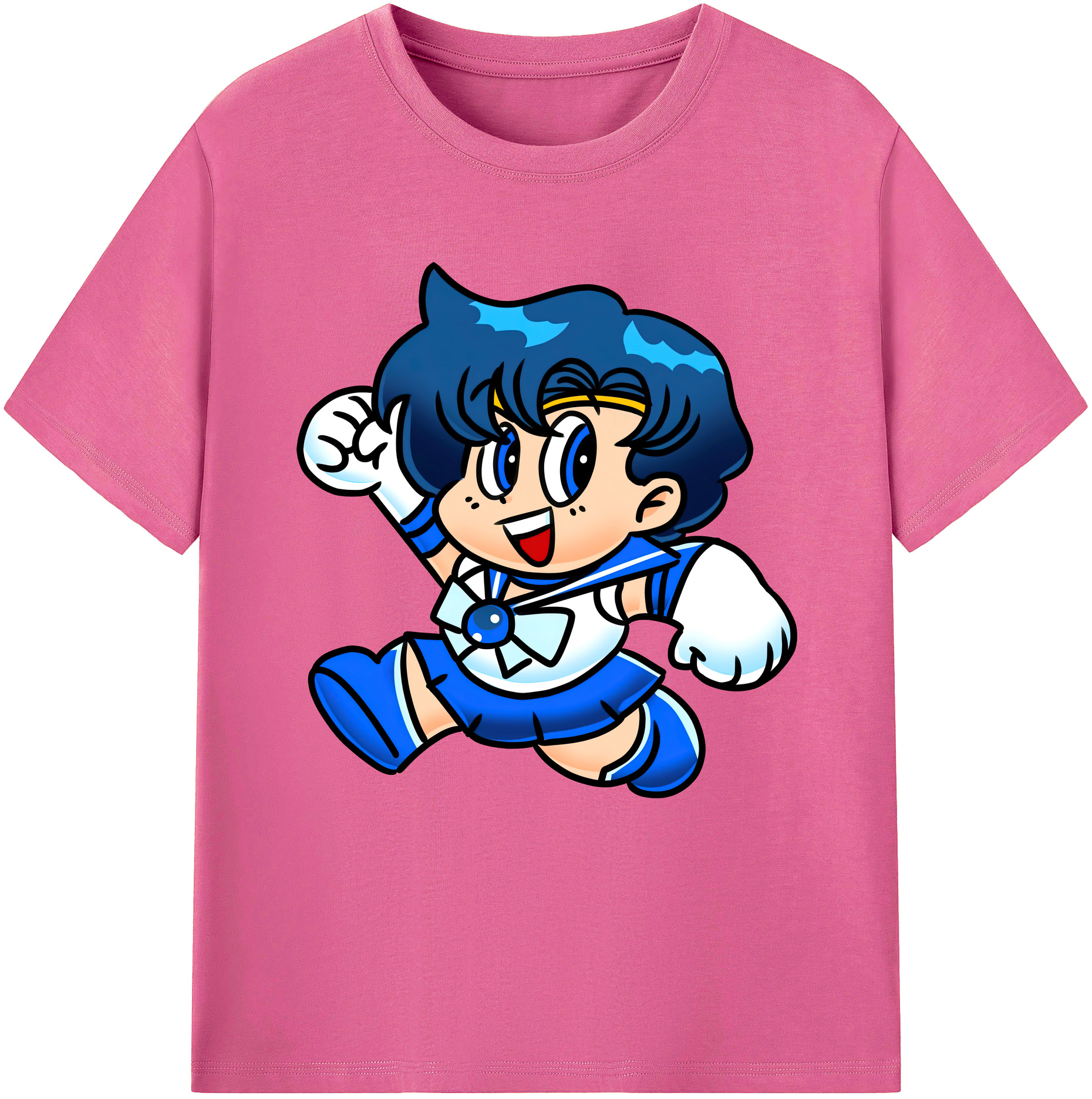 （画像用） 美少女戦士セーラームーン 水野 亜美 みずの あみ Sailor Moon Mizuno Ami レディースカジュアルプリントTシャツ（綿100％）