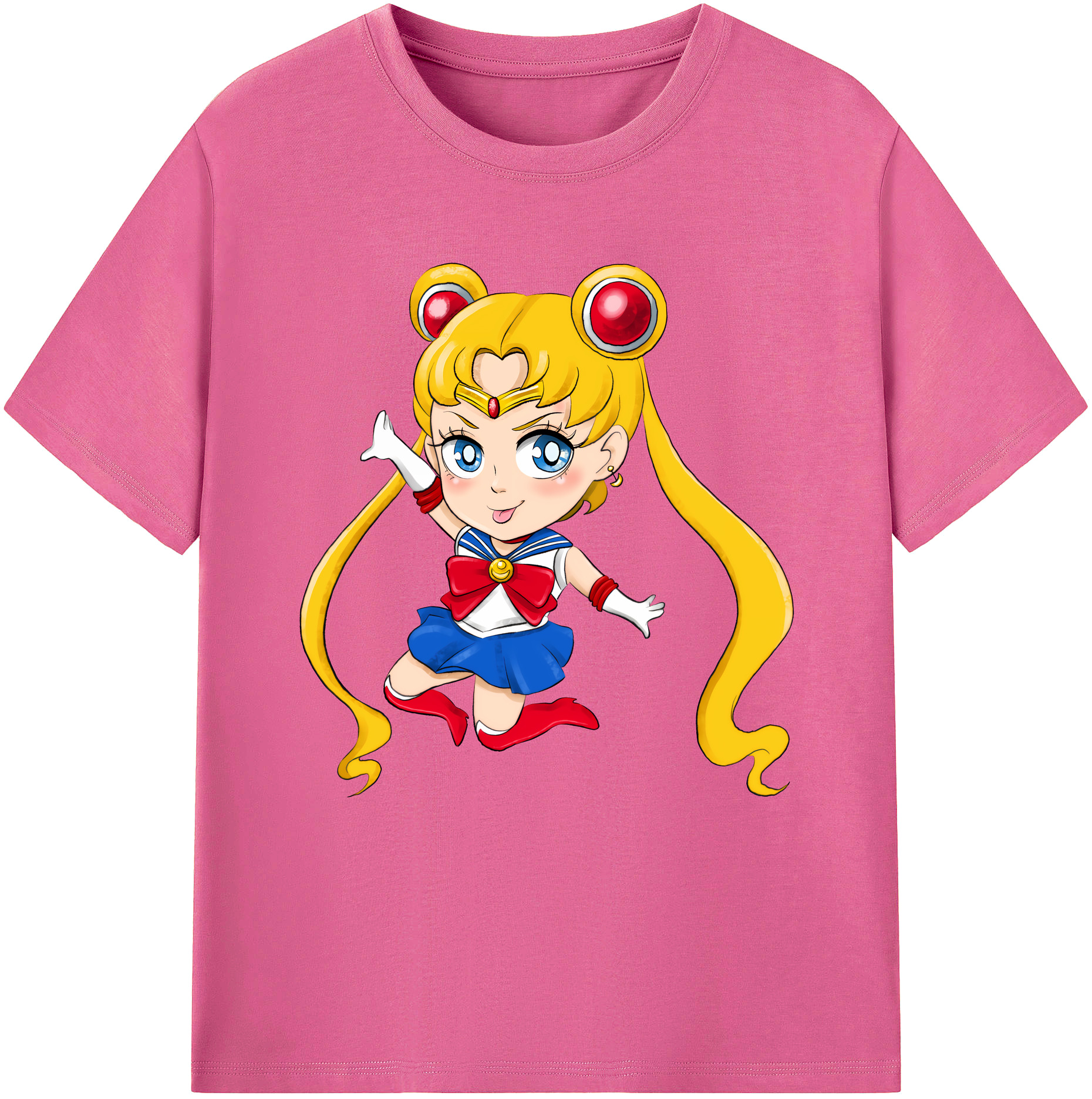 （画像用） 美少女戦士セーラームーン 月野 うさぎ つきの うさぎ Sailor Moon Tsukino Usagi レディースカジュアルプリントTシャツ（綿100％）